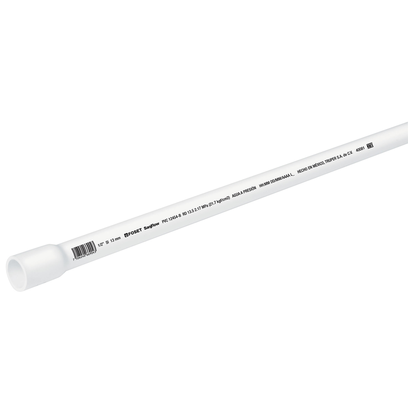 Tubo hidráulico PVC, 1/2", RD 13.5, 3 metros