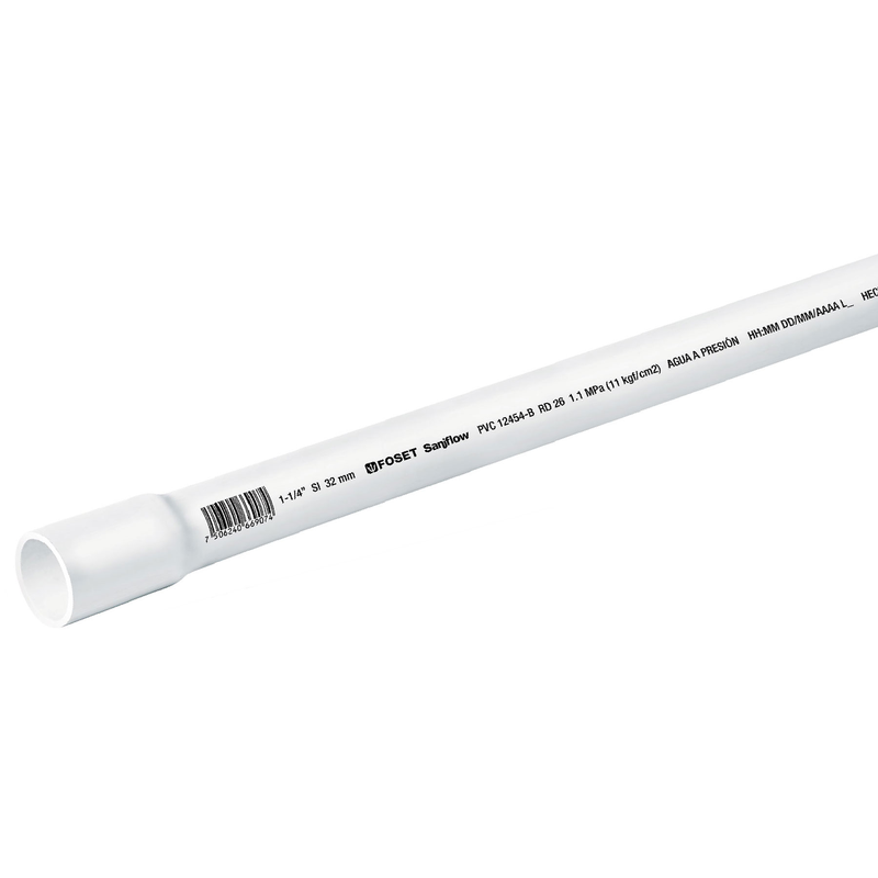 Tubo hidráulico PVC, 1-1/4", RD 26, 3 metros
