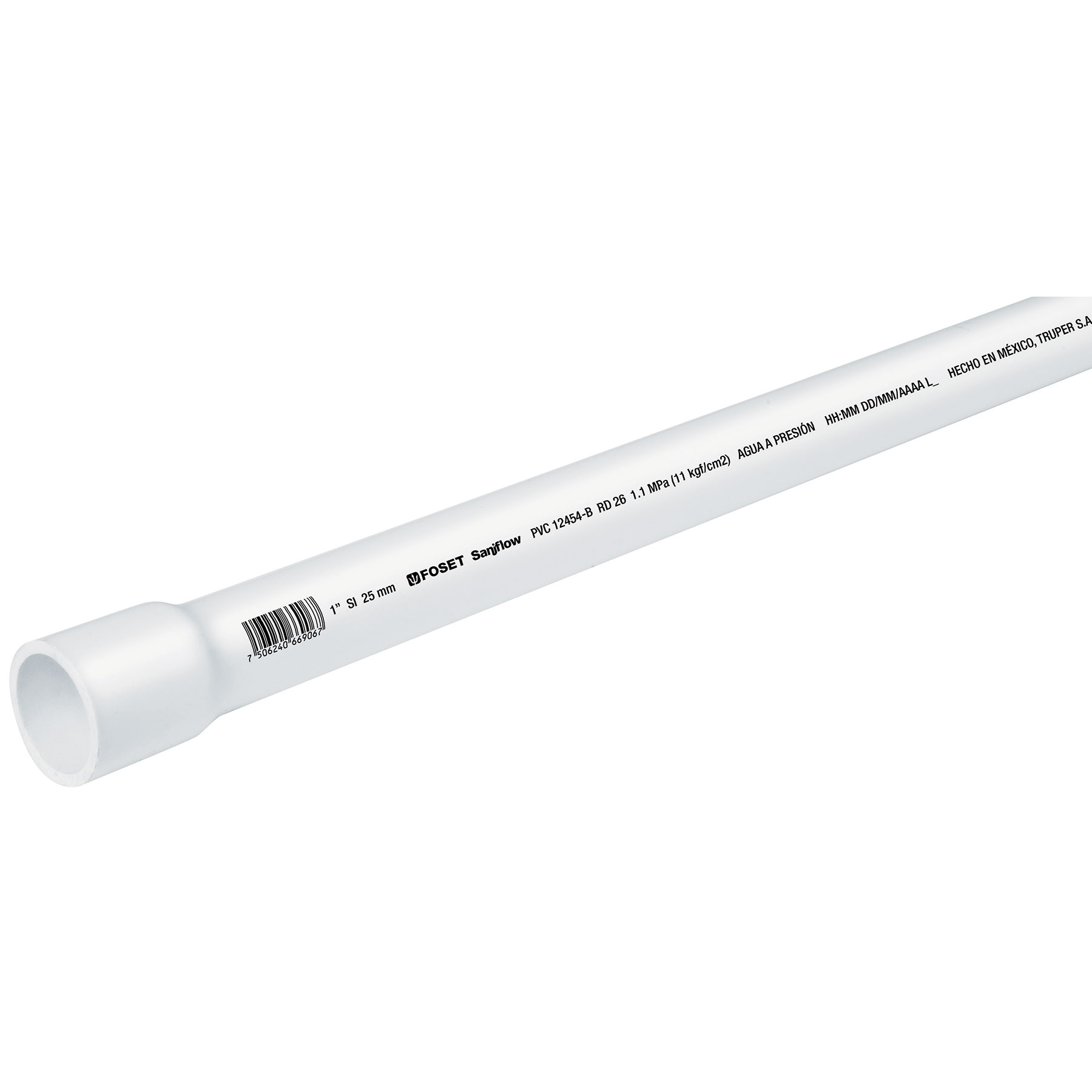 Tubo hidráulico PVC, 1", RD 26, 3 metros