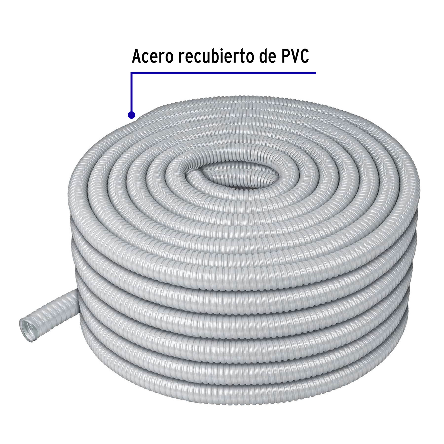Tubo flexible recubierto de pvc 3/4", rollo 50 m, Volteck