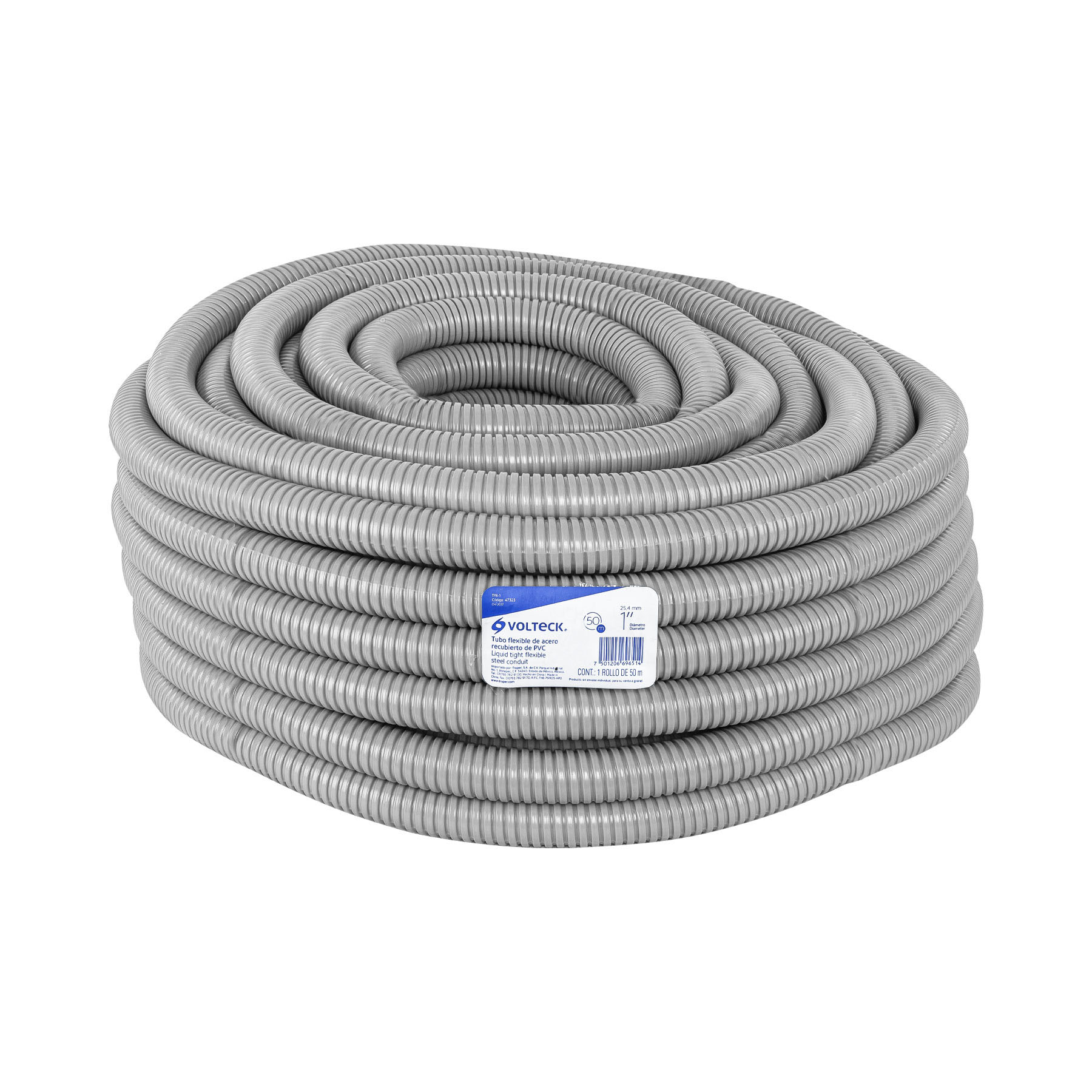 Tubo flexible recubierto de pvc 1", rollo 50 m, Volteck