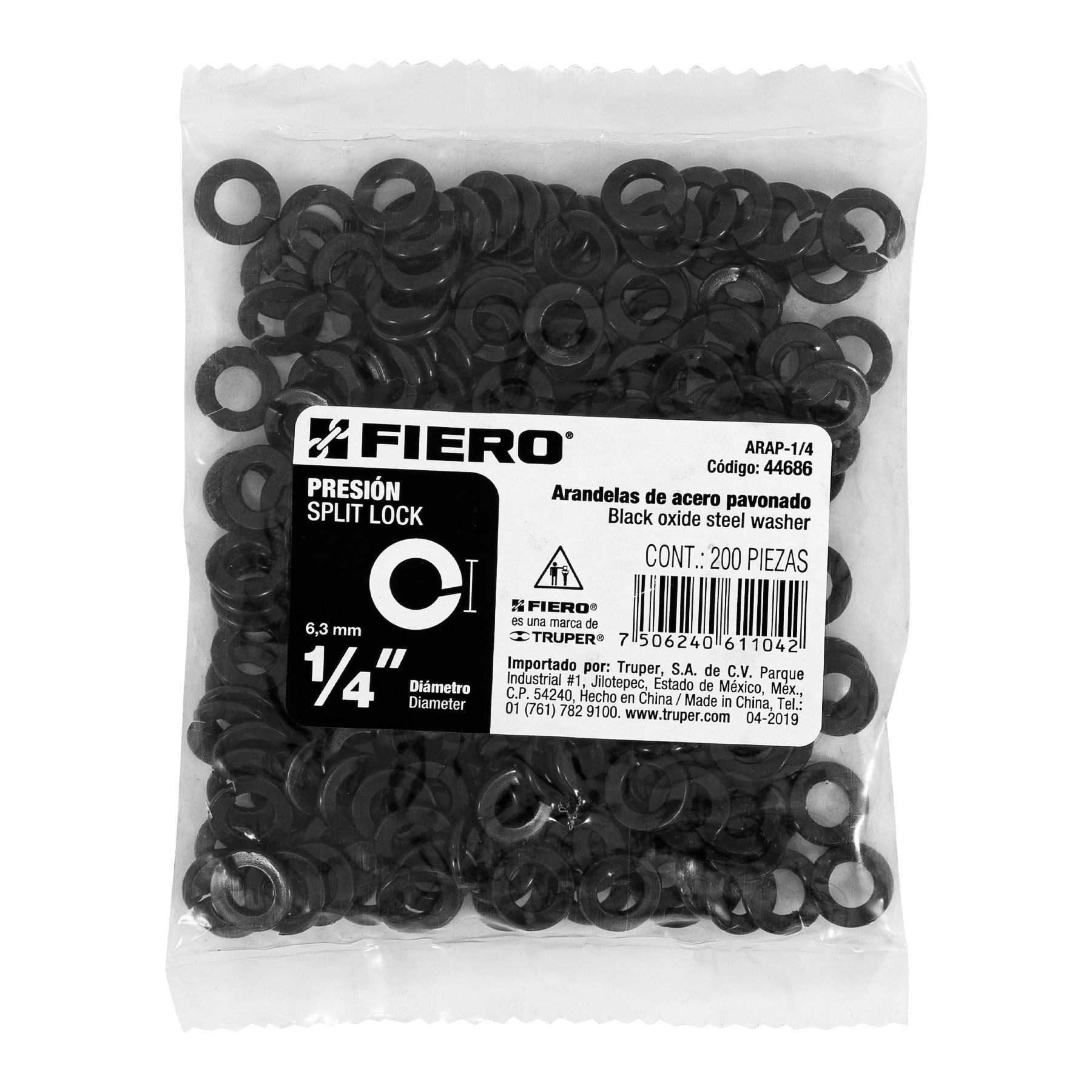 Arandela de presión, 1/4", bolsa 200 piezas