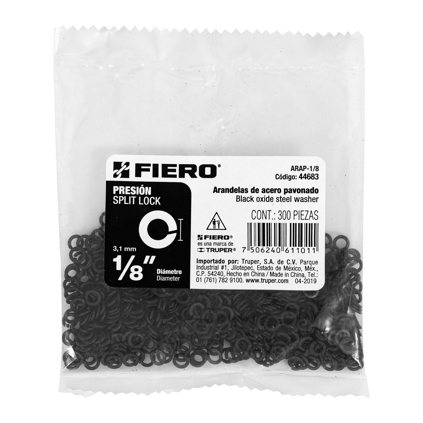 Arandela de presión, 1/8", bolsa 300 piezas