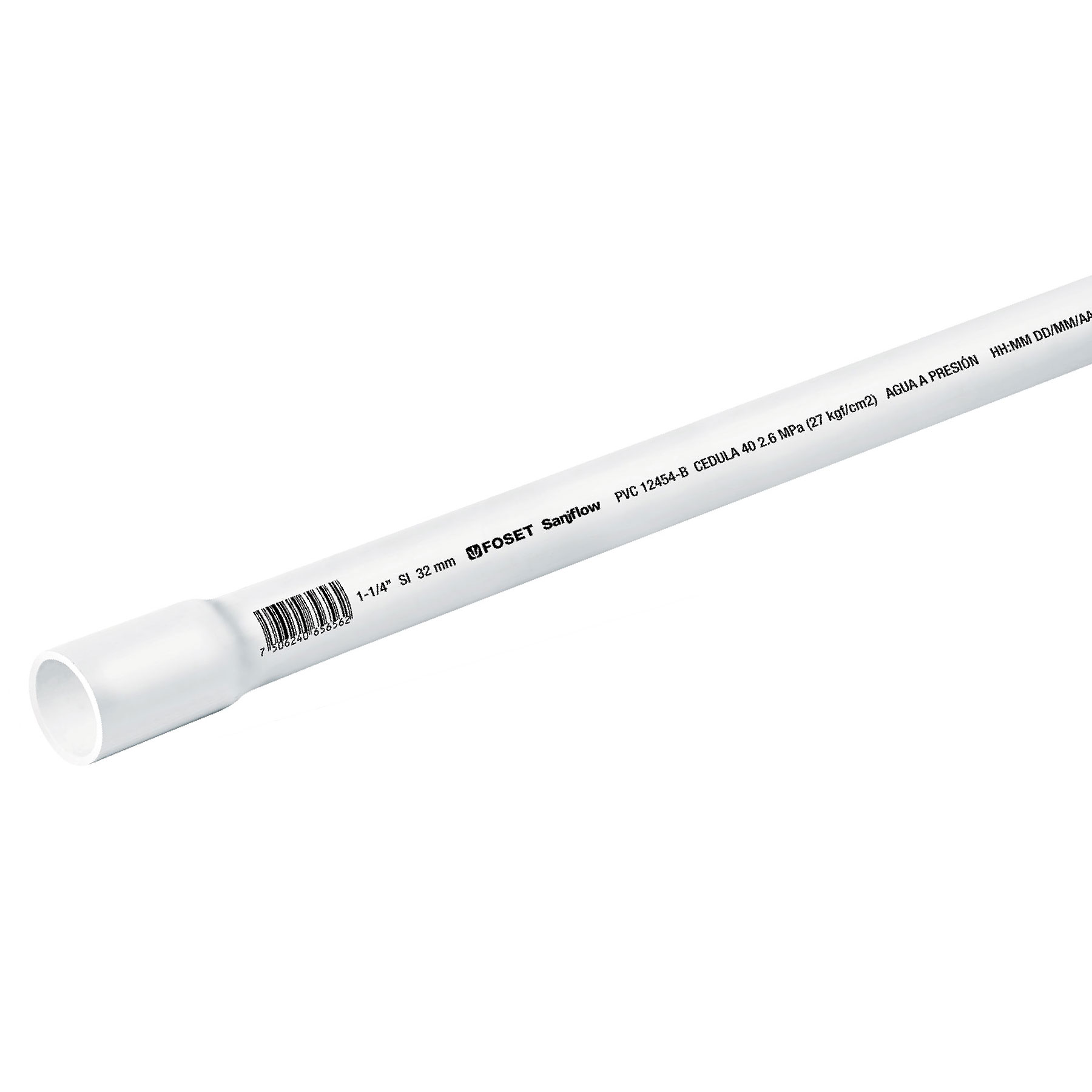 Tubo de PVC hidráulico cédula 40, 1-1/4", tramo 3m