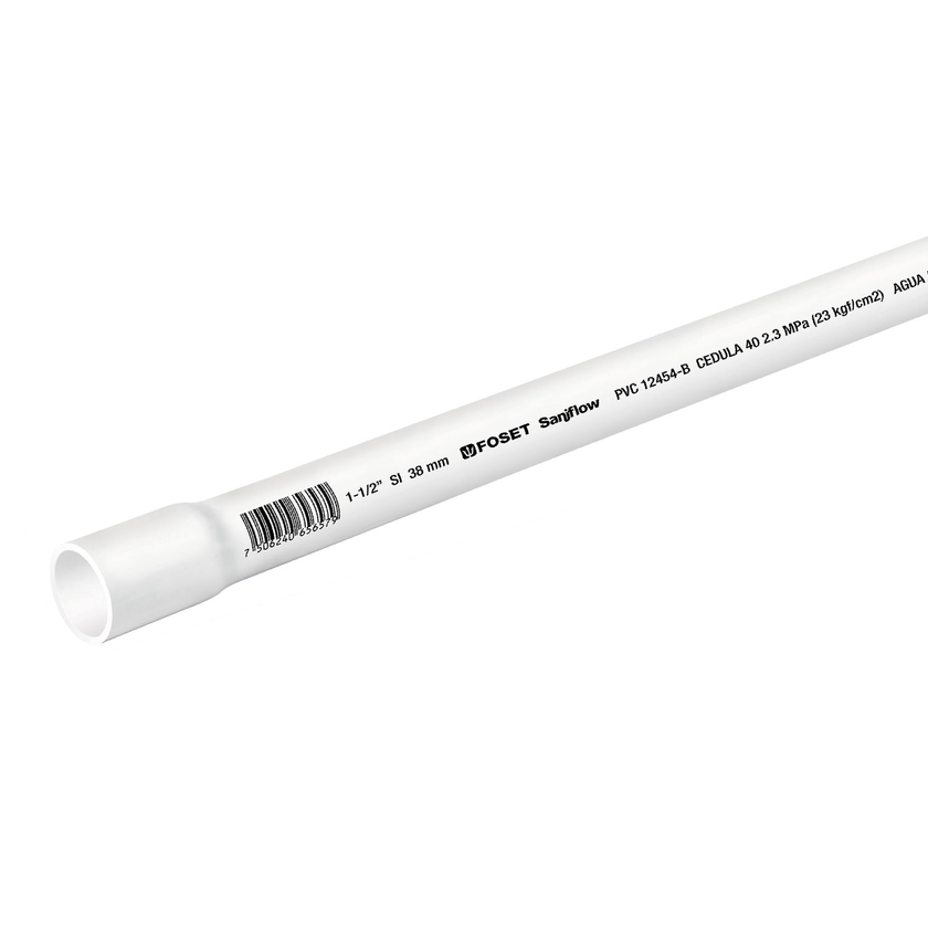 Tubo de PVC hidráulico cédula 40, 1-1/2", tramo 3m