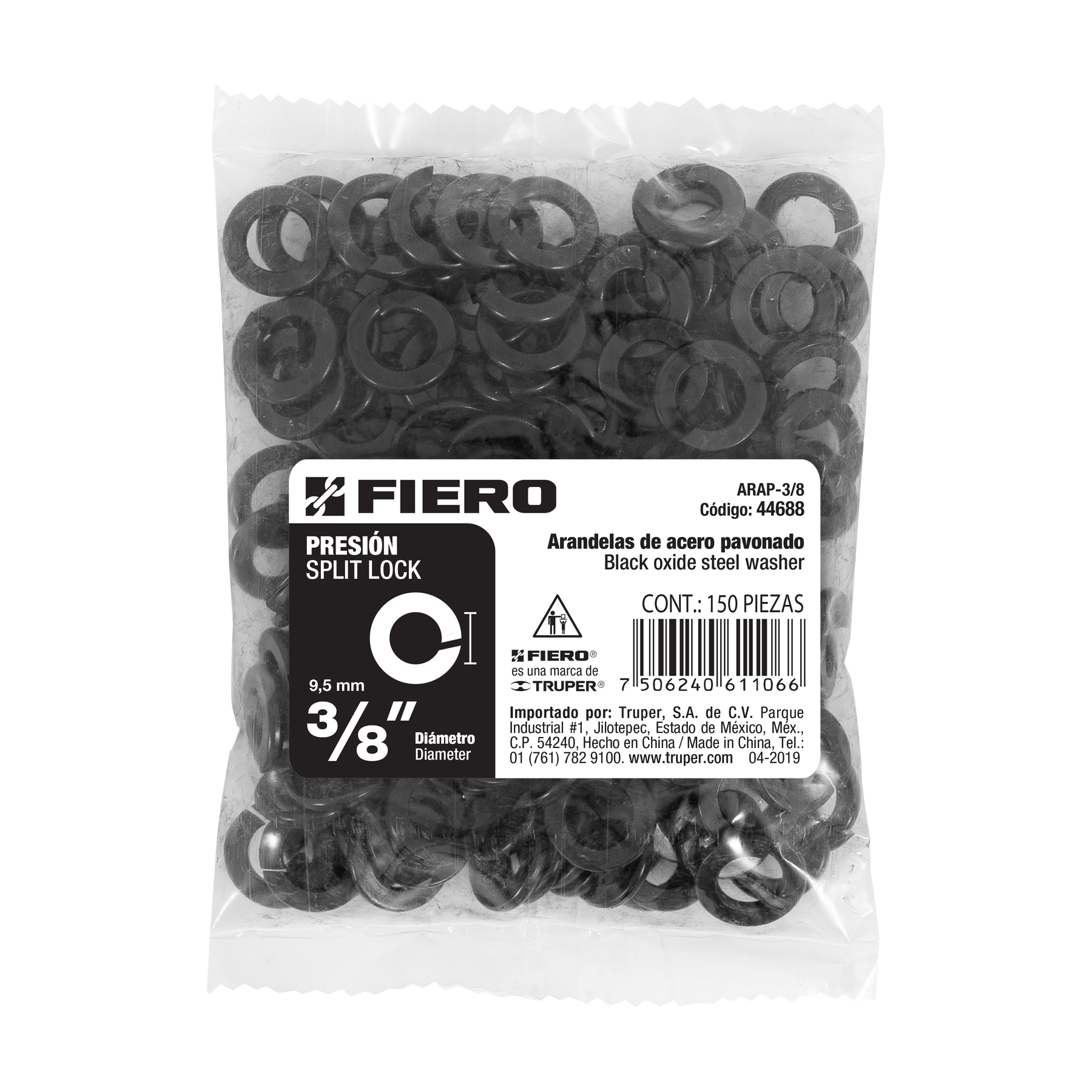 Arandela de presión, 3/8", bolsa 150 piezas