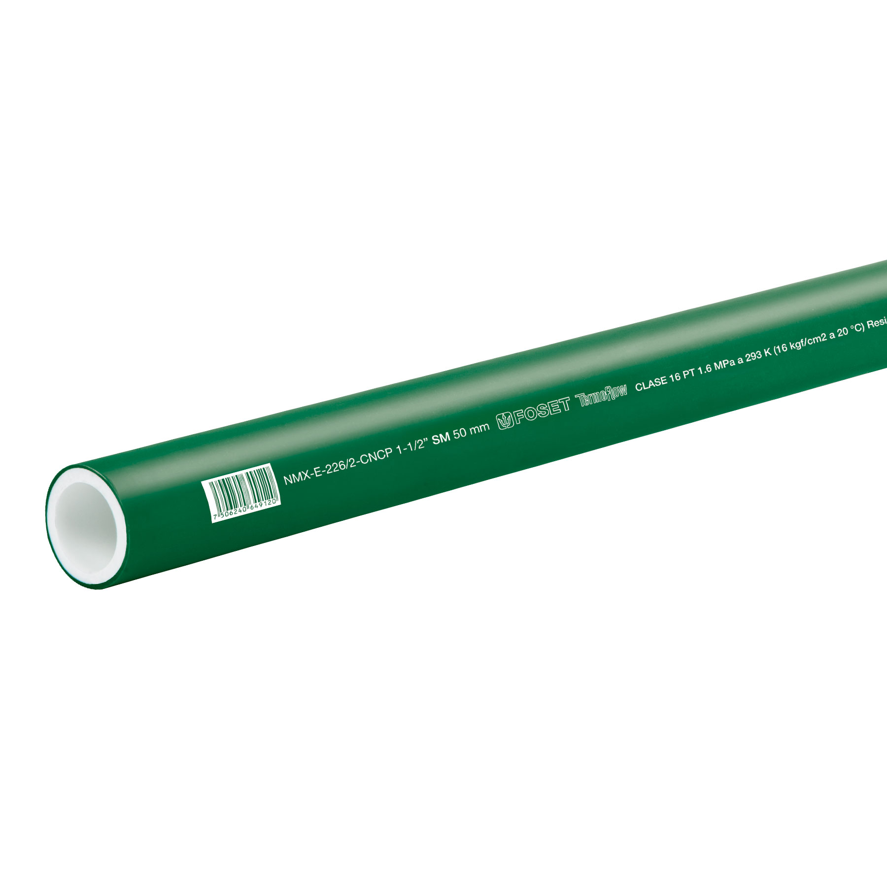 Tubo de PPR, 50mm 1-1/2" X 4m