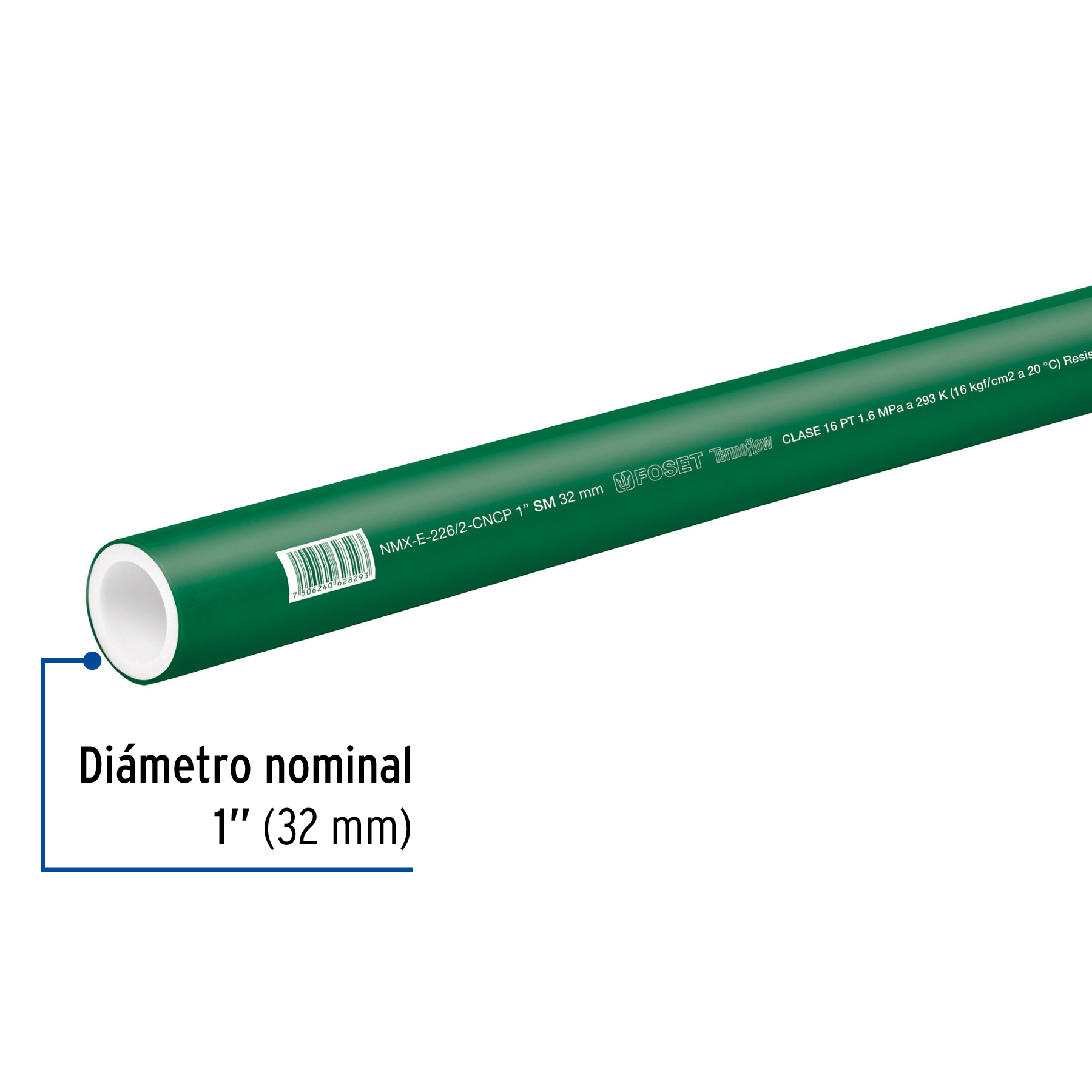 Tubo de PPR, 32mm, 1" x 4mts