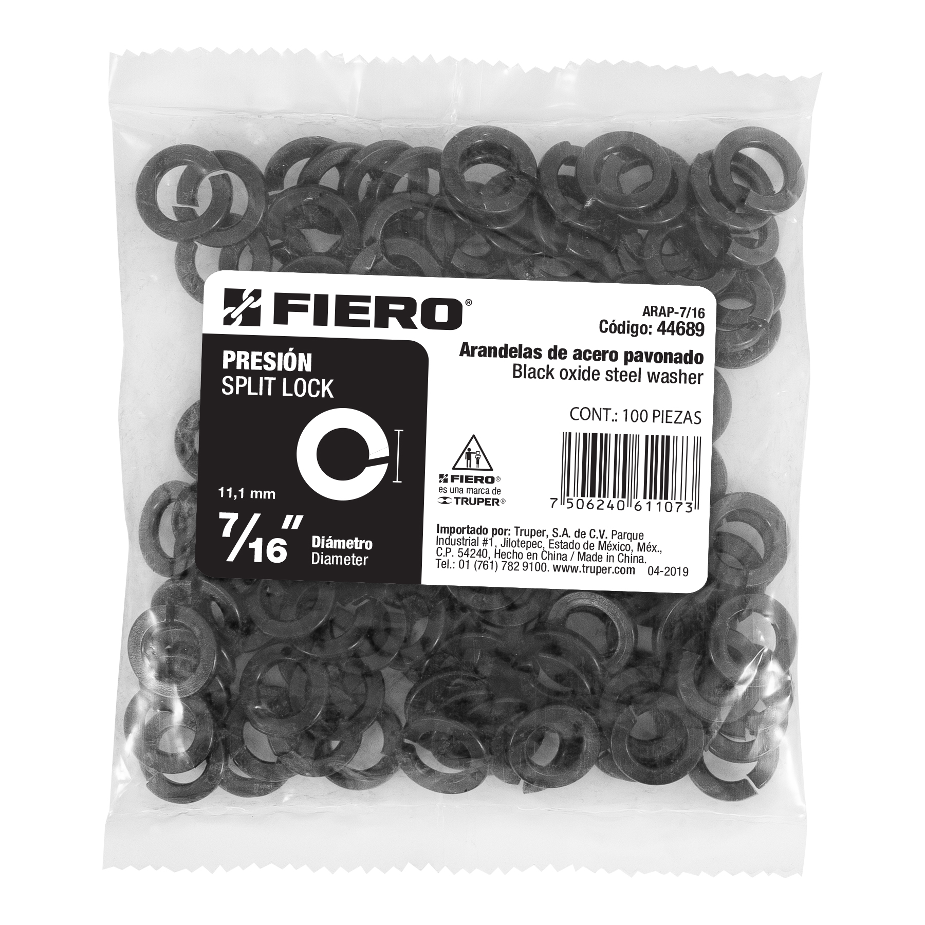 Arandela de presión, 7/16", bolsa 100 piezas
