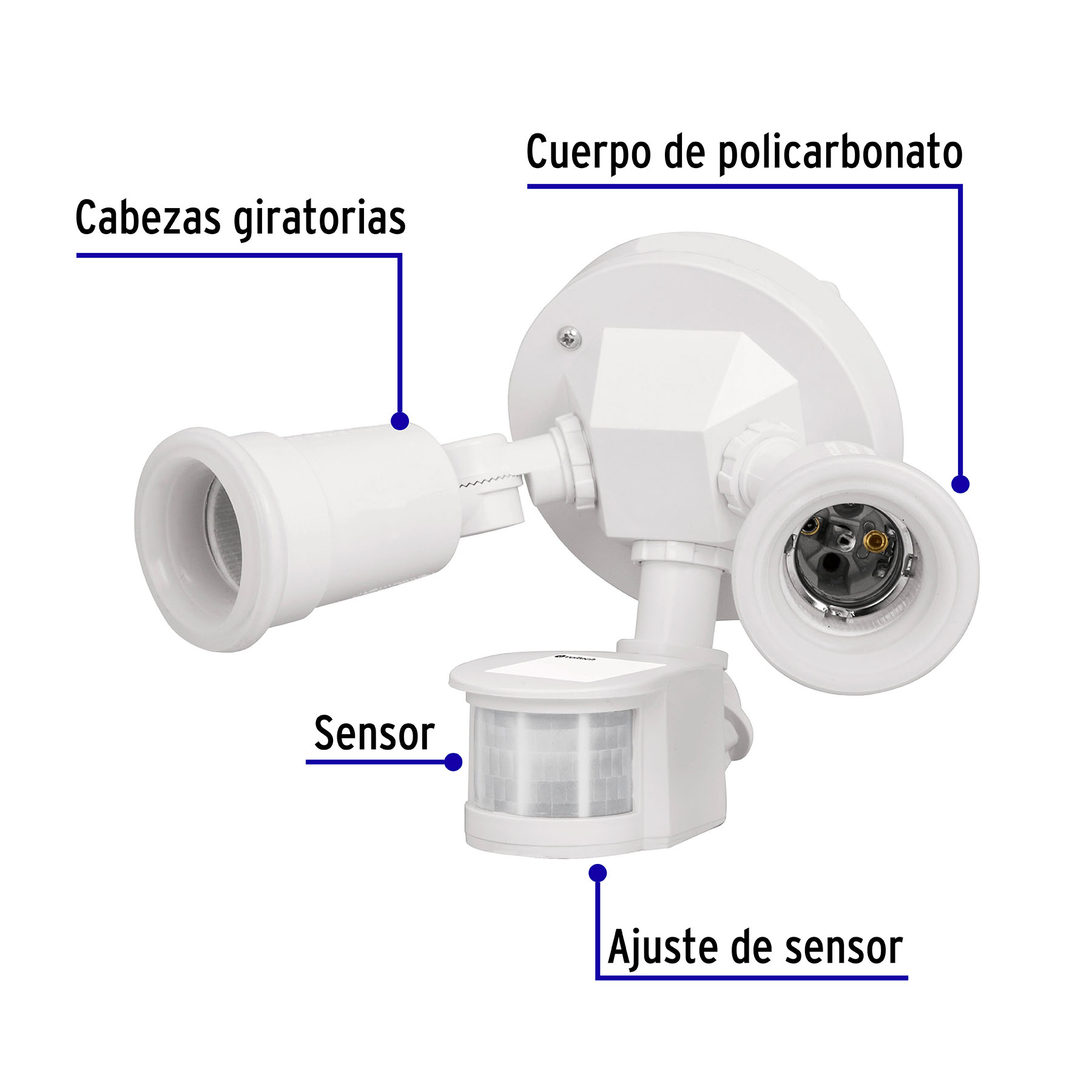 Arbotante blanco con sensor de movimiento, 2XE26, Max. 300 W