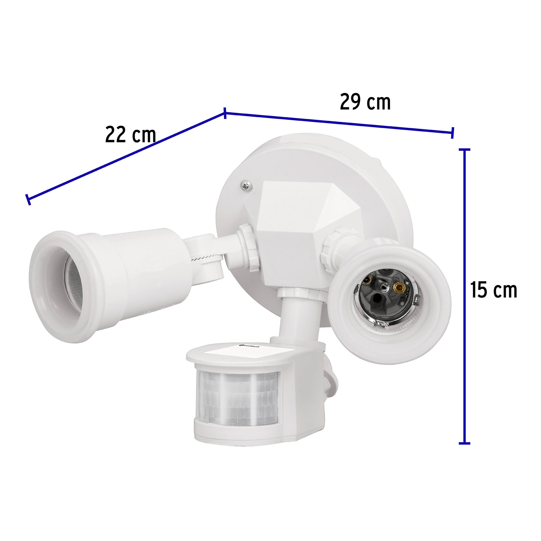 Arbotante blanco con sensor de movimiento, 2XE26, Max. 300 W