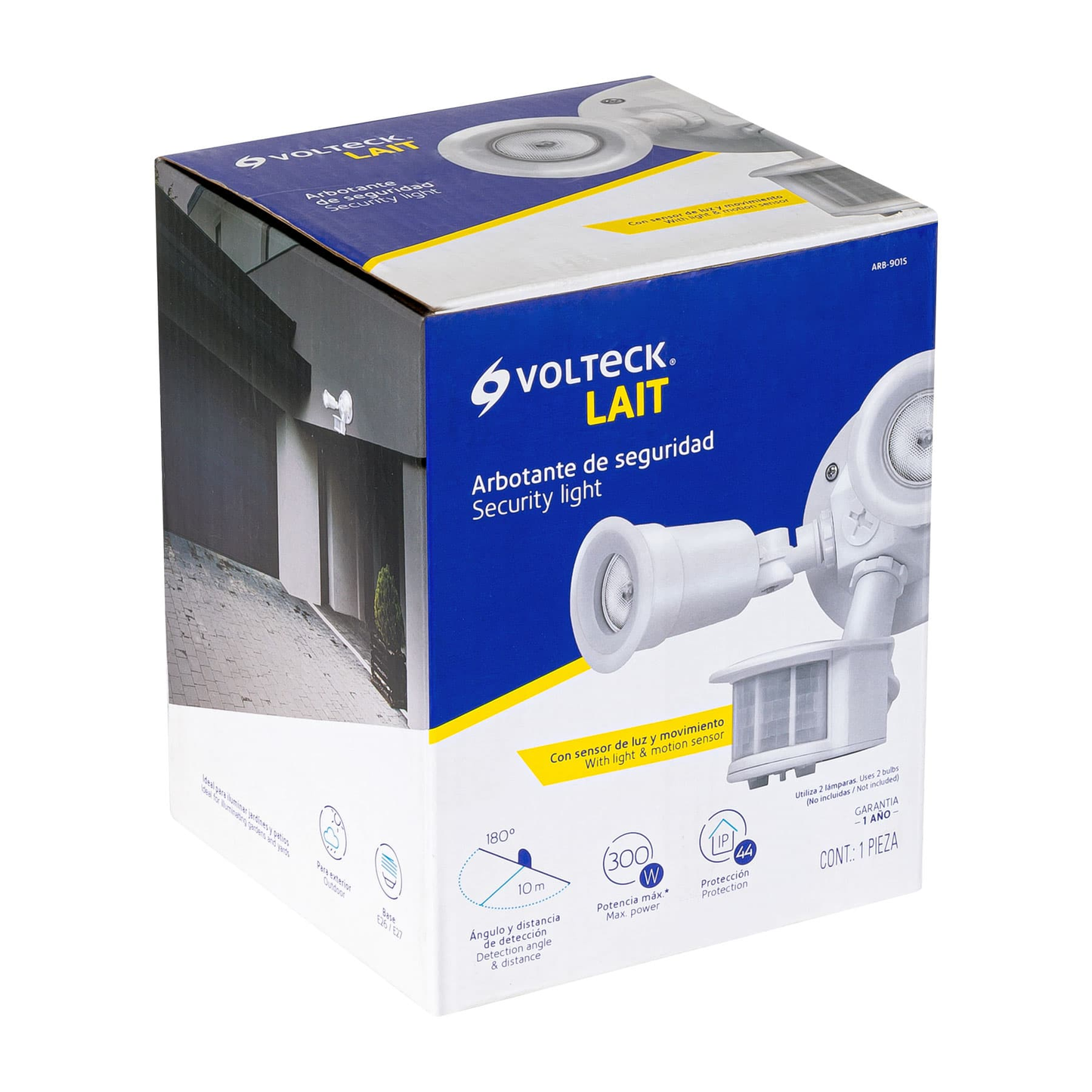Arbotante blanco con sensor de movimiento, 2XE26, Max. 300 W