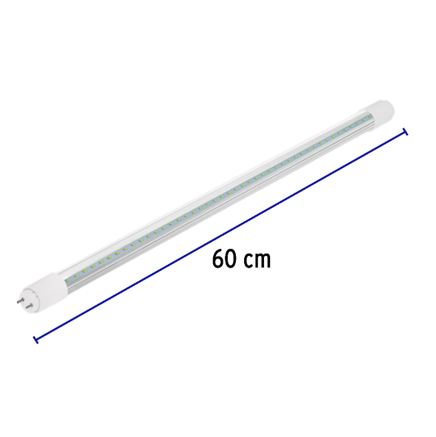 Tubo de LED T8, pantalla vidrio, base G13, 9 W, 60 cm