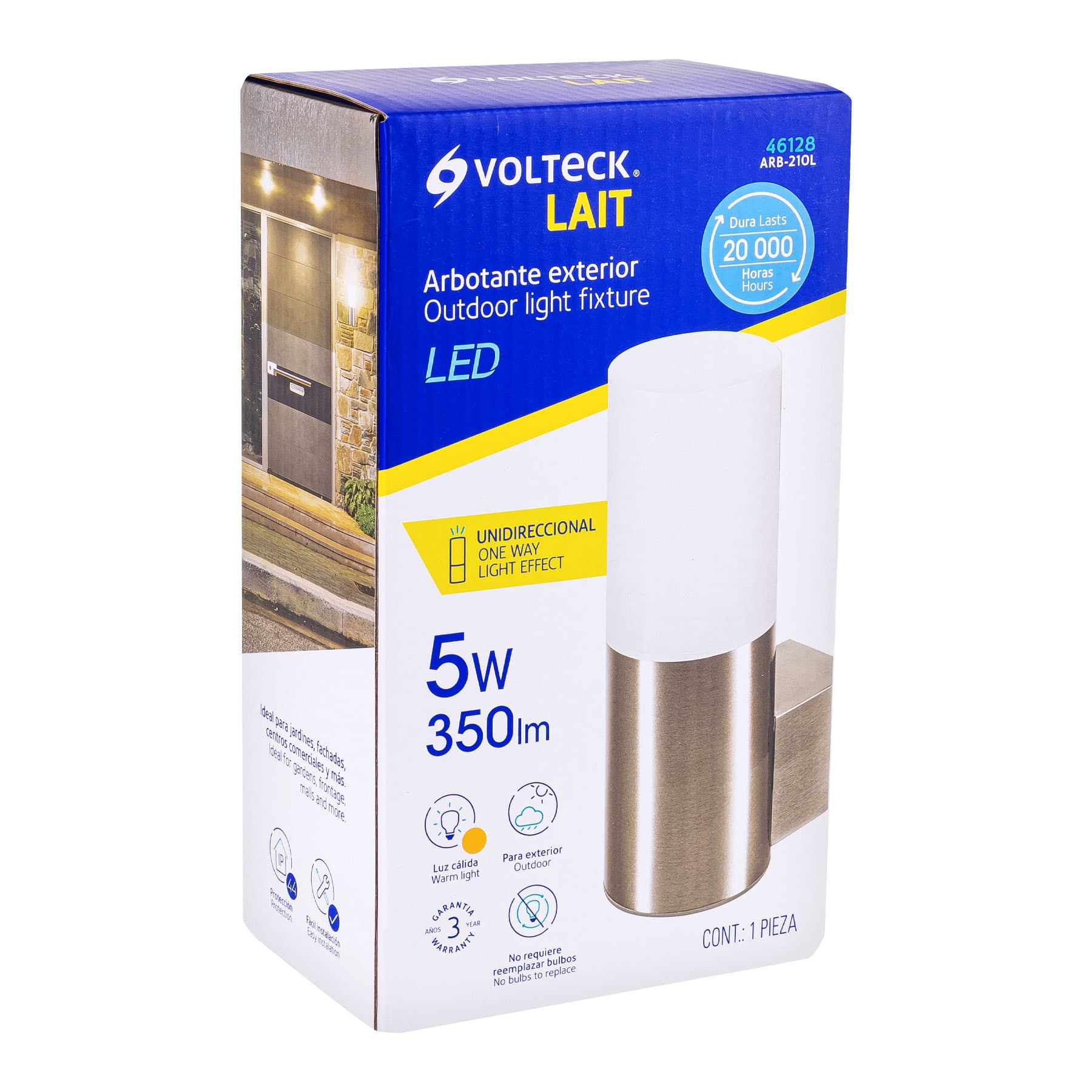 Arbotante decorativo de LED, 1 spot, 5 W, 350 lm
