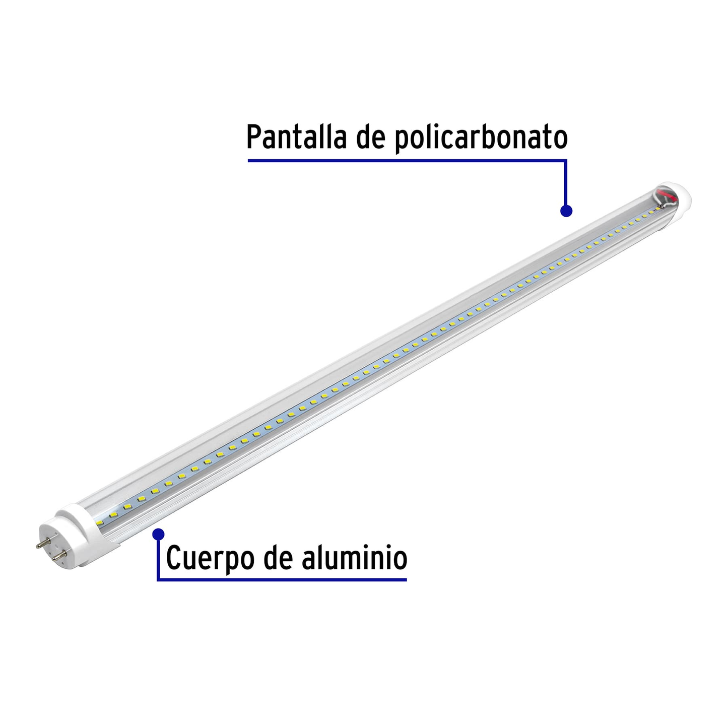 Tubo de LED T8, pantalla transparente, base G13, 18W,1.2 m
