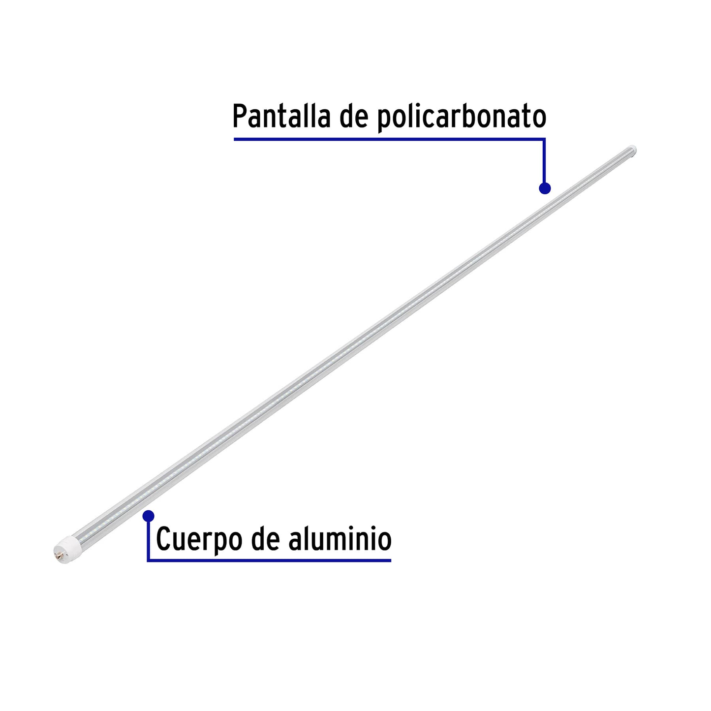 Tubo de LED T8, pantalla transparente, base Fa8, 36 W, 2.4 m