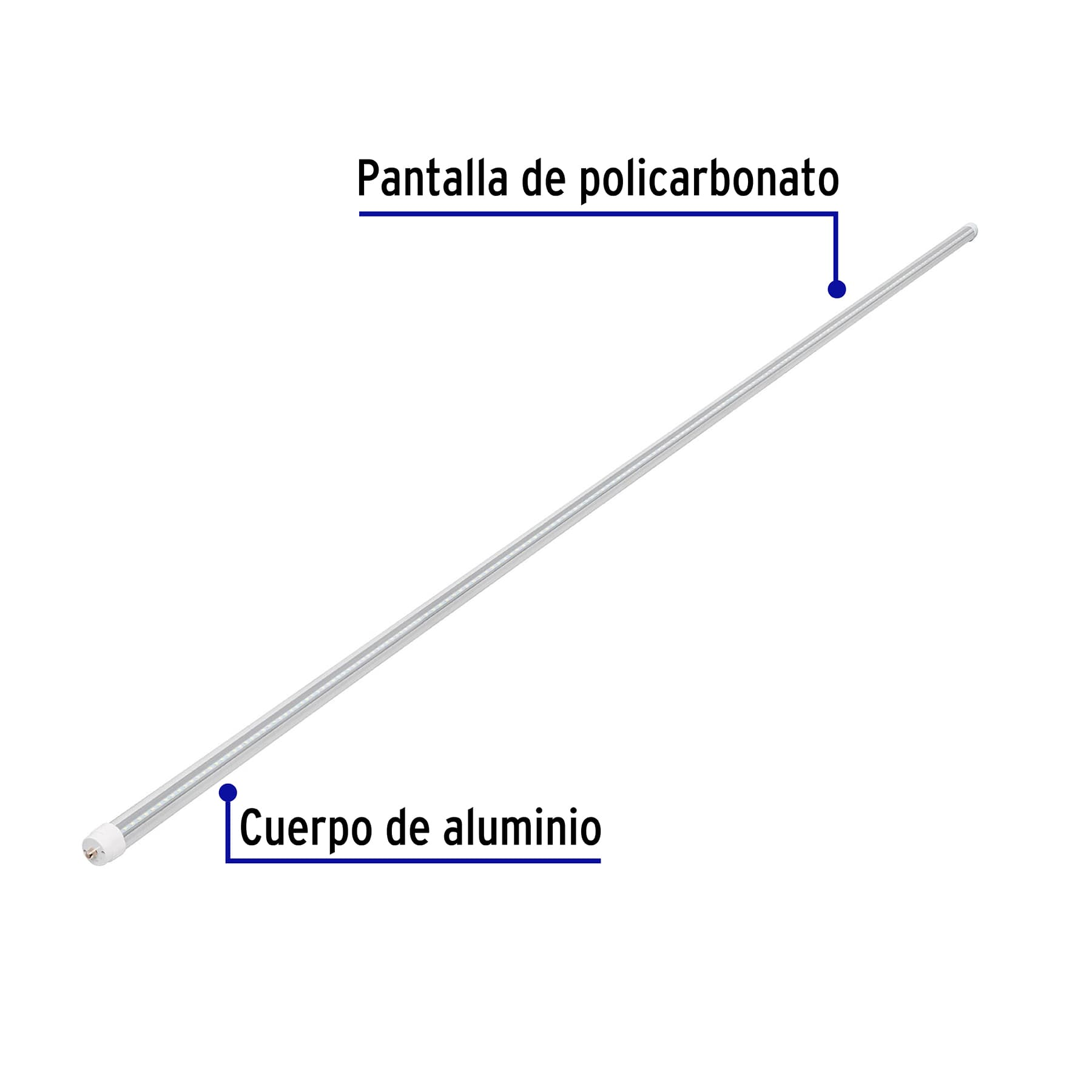 Tubo de LED T8, pantalla transparente, base Fa8, 36 W, 2.4 m