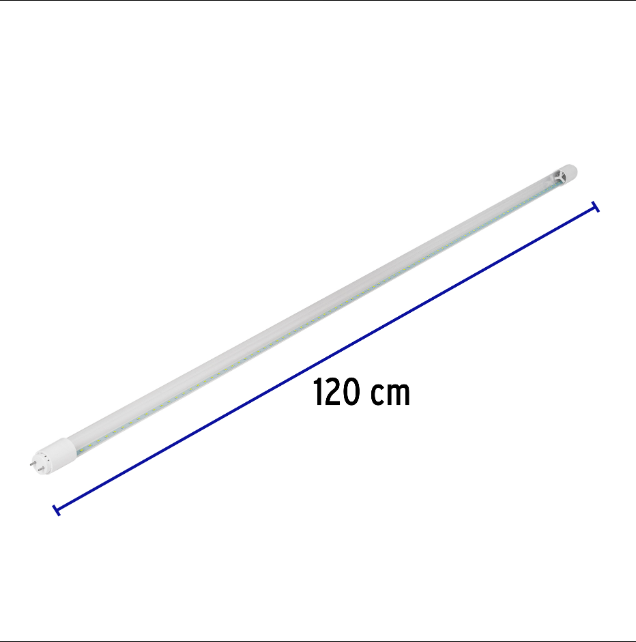 Tubo de LED T8, pantalla de vidrio, base G13, 18 W, 1.2 m
