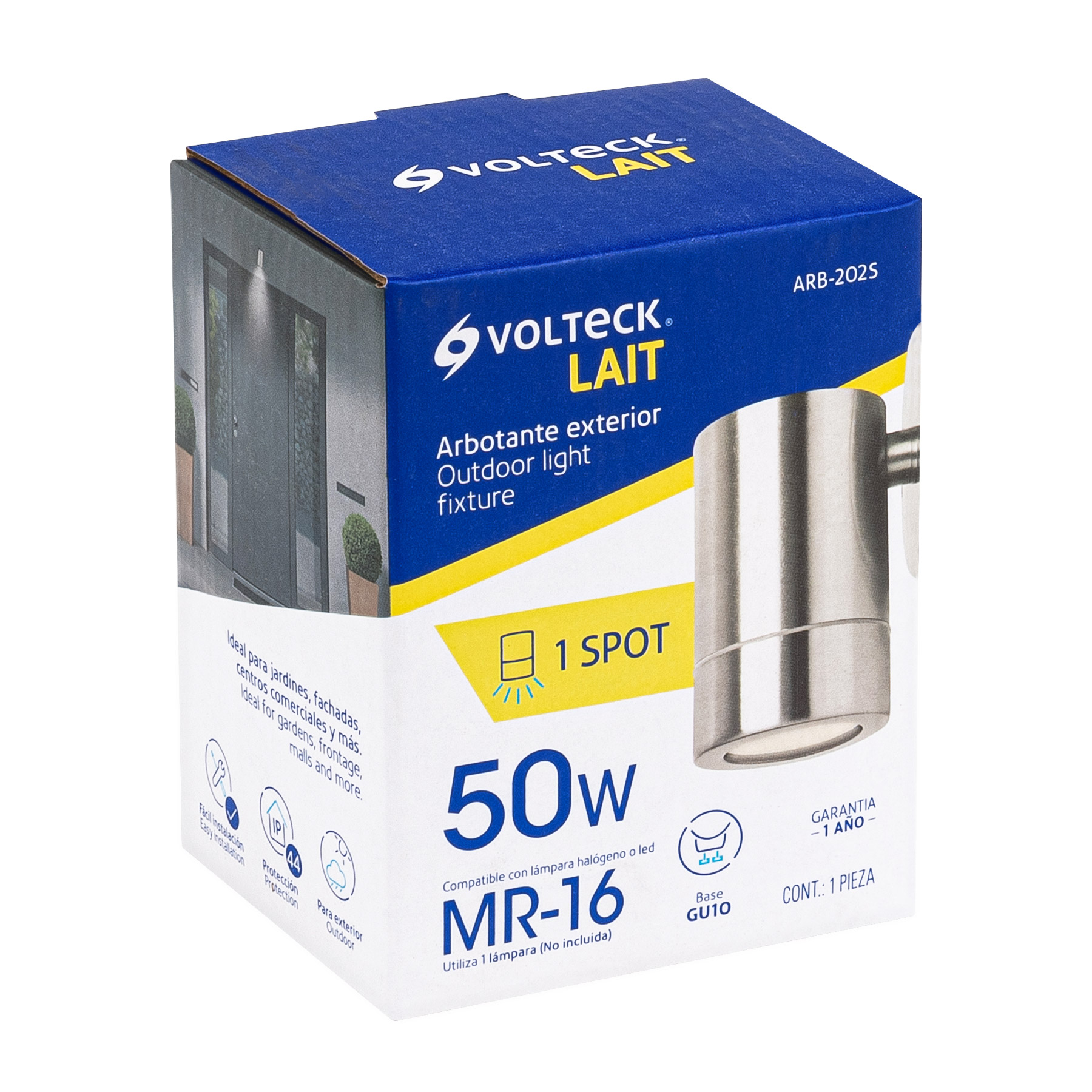 Arbotante exterior de acento, 1 spot, MR16GU10, 50 W