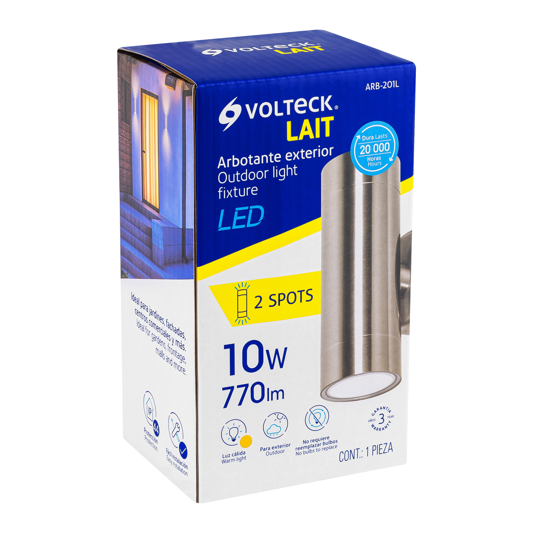 Arbotante exterior de acento, 2 spots, LED, 11W