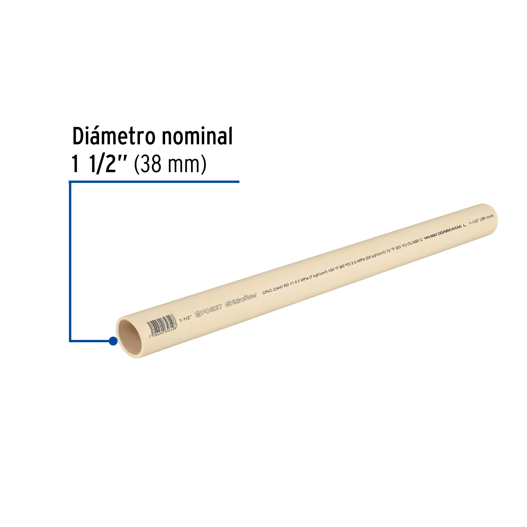 Tubo CPVC, 1-1/2", 3 metros