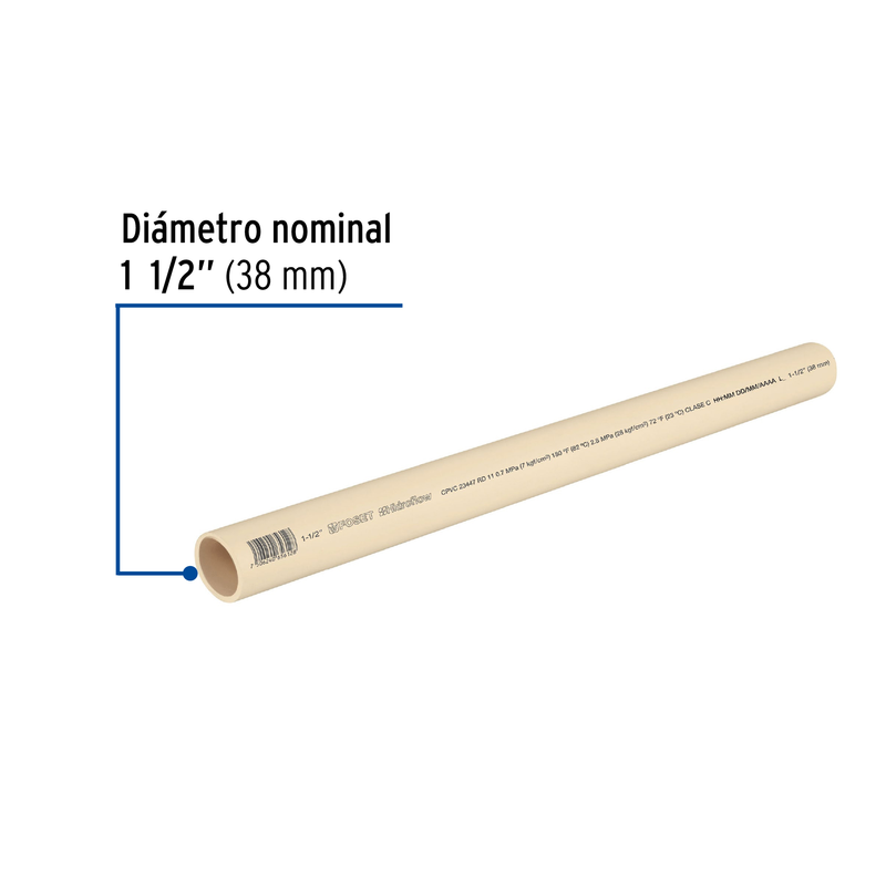 Tubo CPVC, 1-1/2", 3 metros