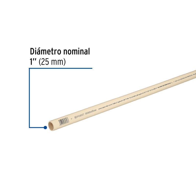 Tubo CPVC, 1", 3 metros