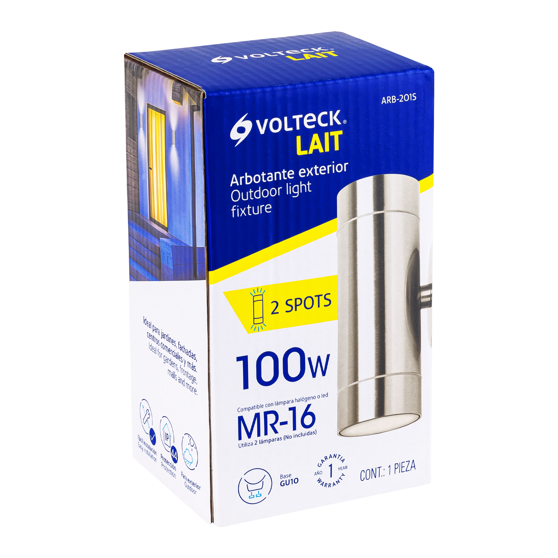 Arbotante exterior de acento, 2 spots, MR16GU10, 100 W