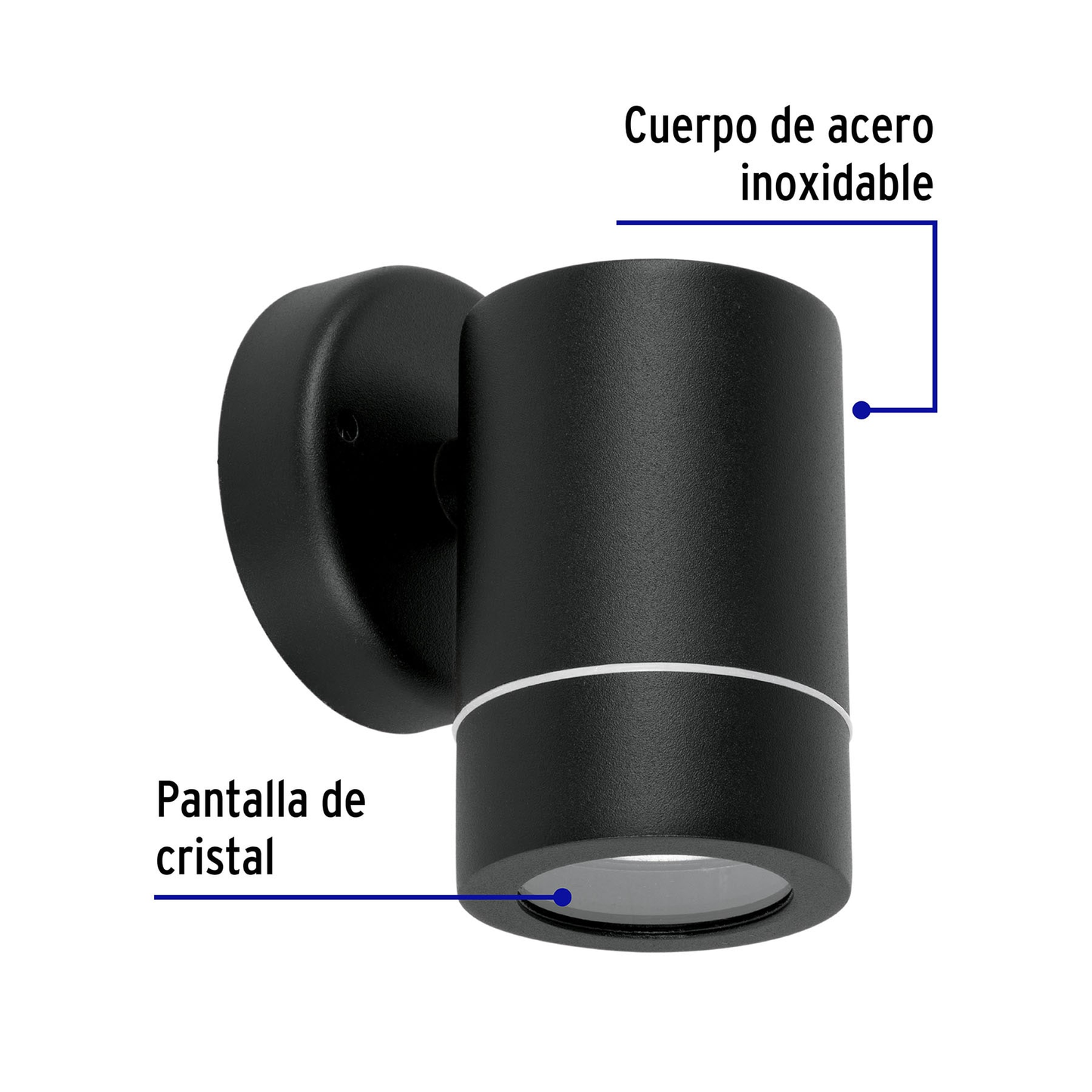 Arbotante exterior, cilíndrico, spot, 1xMR16GU10, negro