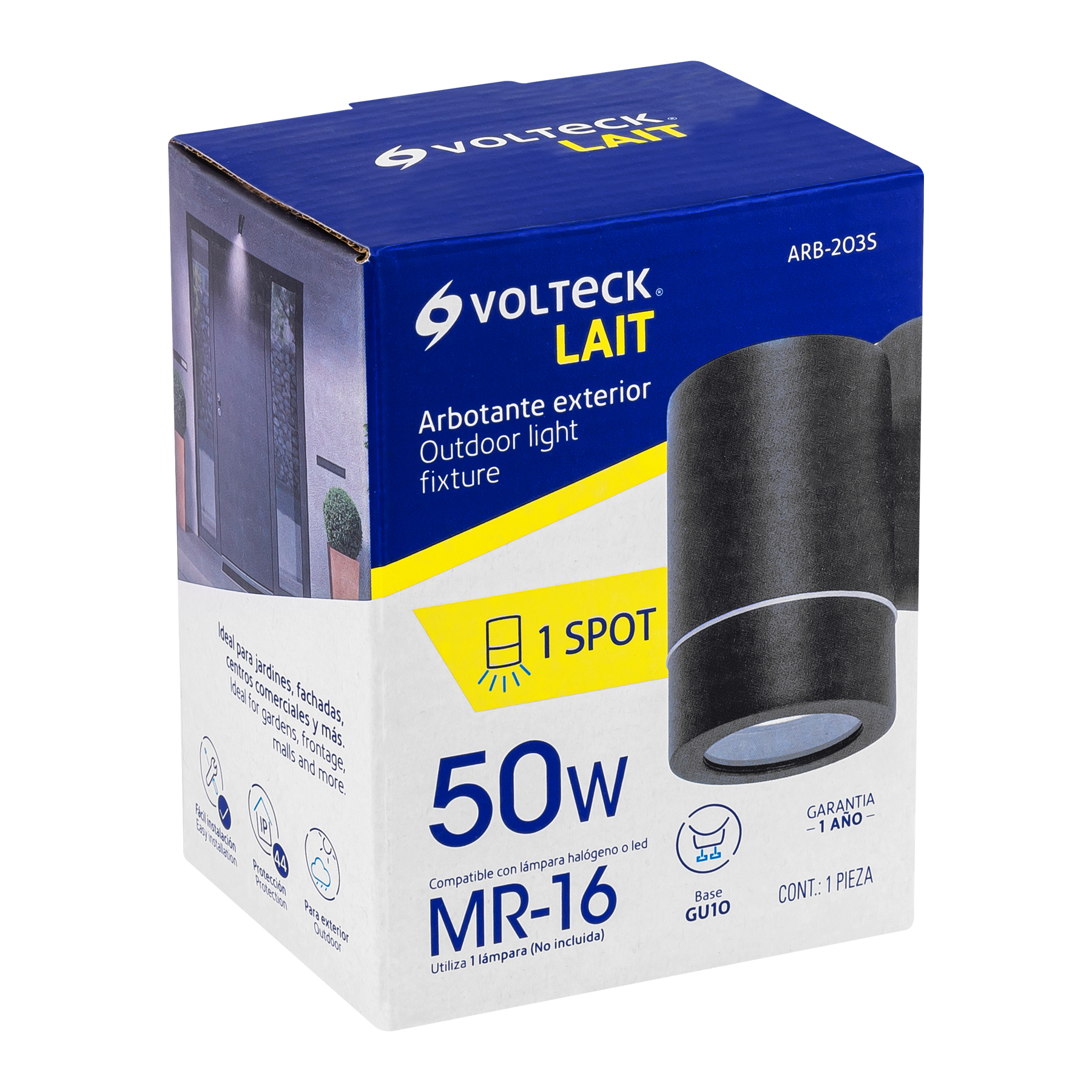 Arbotante exterior, cilíndrico, spot, 1xMR16GU10, negro