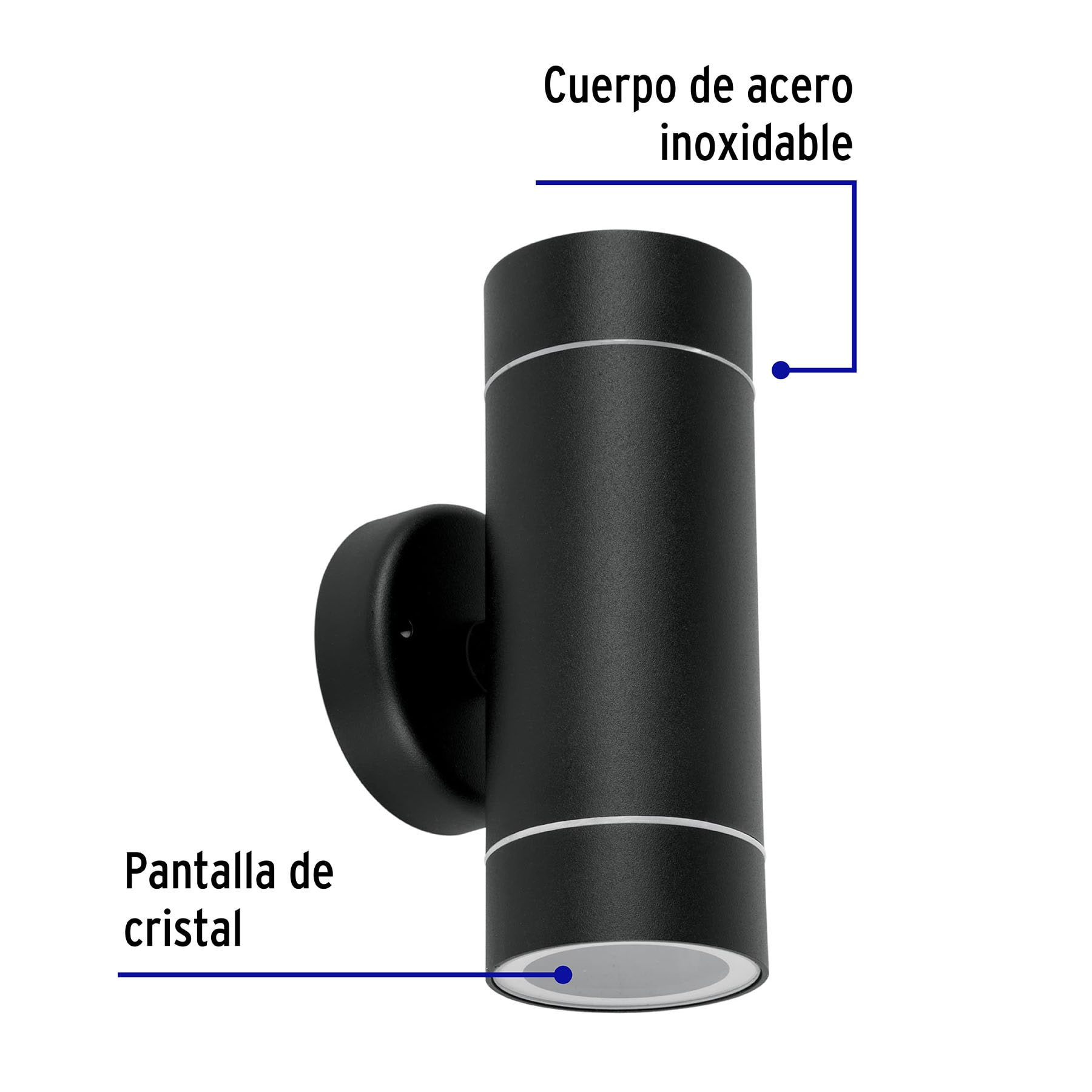 Arbotante exterior, cilíndrico, spot, 2xMR16GU10, negro