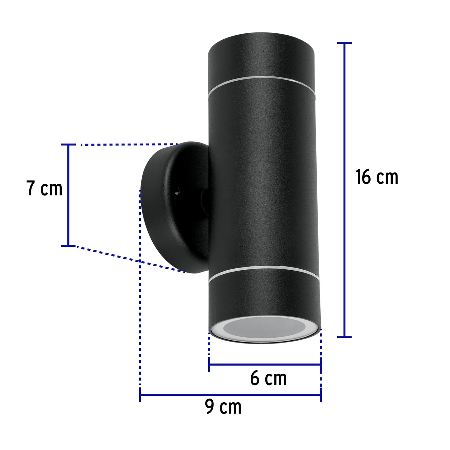 Arbotante exterior, cilíndrico, spot, 2xMR16GU10, negro