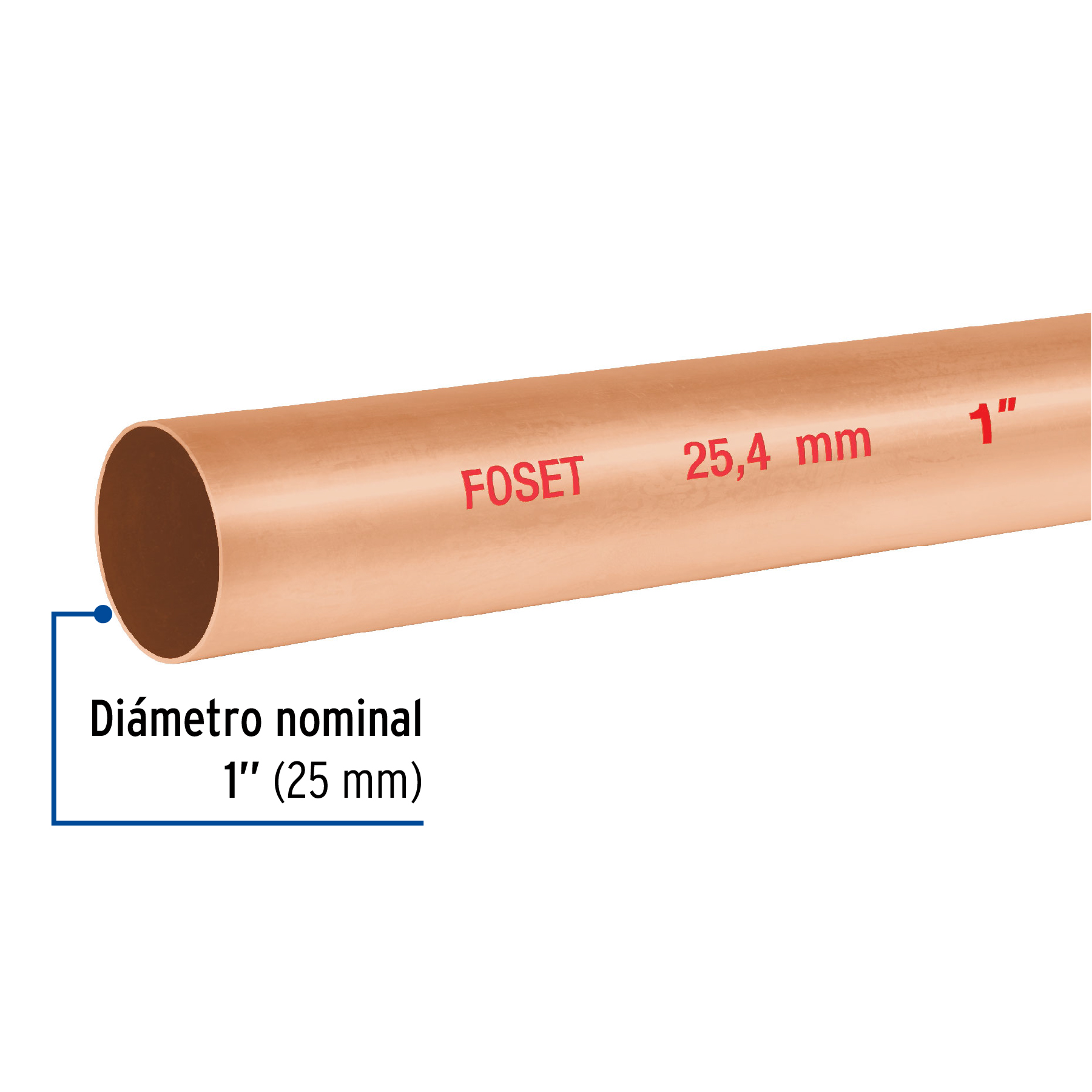 Tubo cobre tipo "N", 1", 3 metros