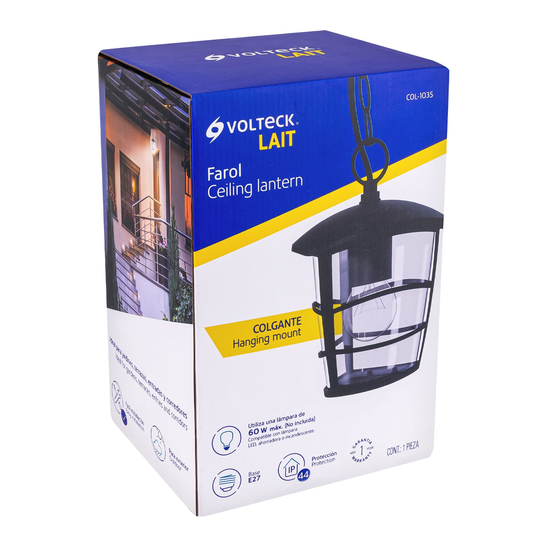 Arbotante farol colgante, diseño moderno,lámpara no incluida