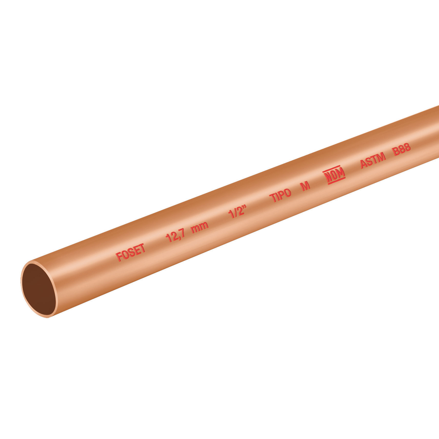 Tubo cobre tipo "M", 1/2", 3 metros