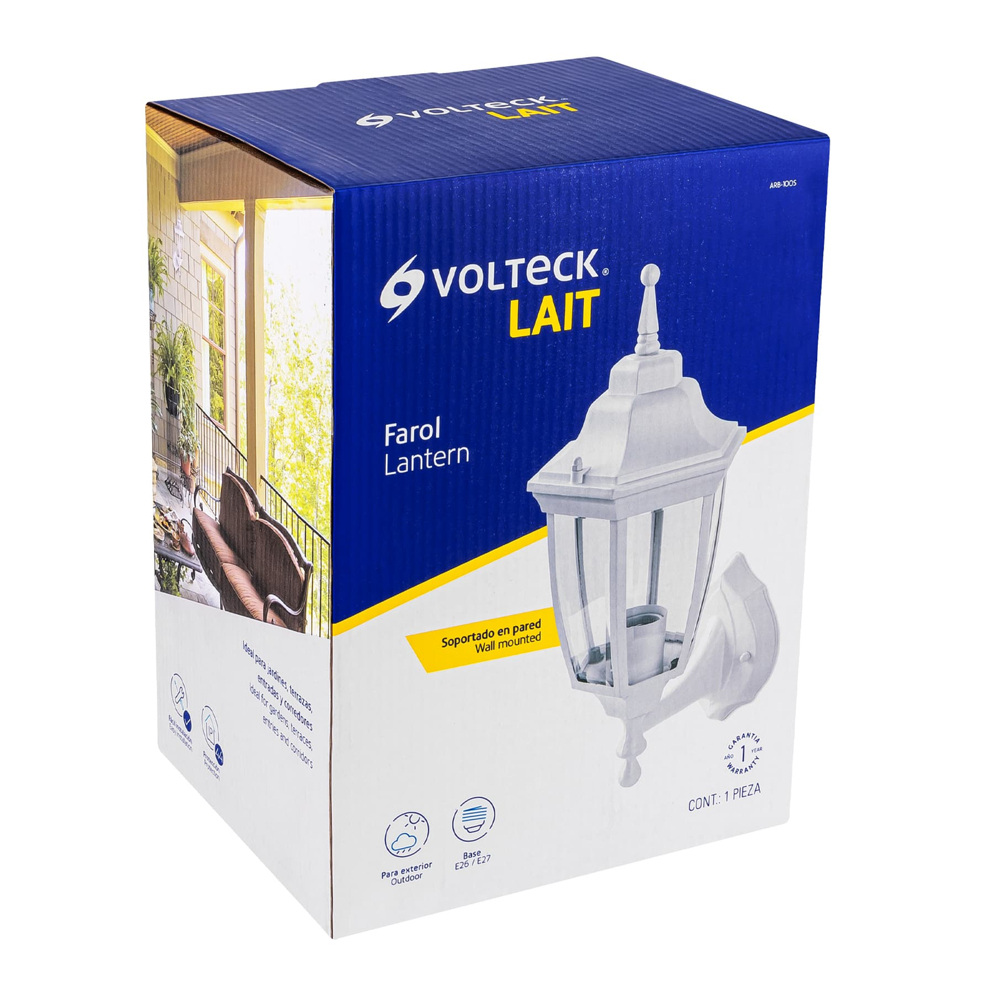 Arbotante farol soportado, blanco, 1XE26