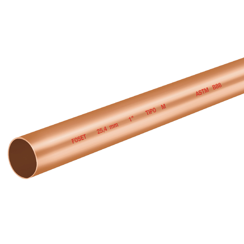Tubo cobre tipo "M", 1", 3 metros