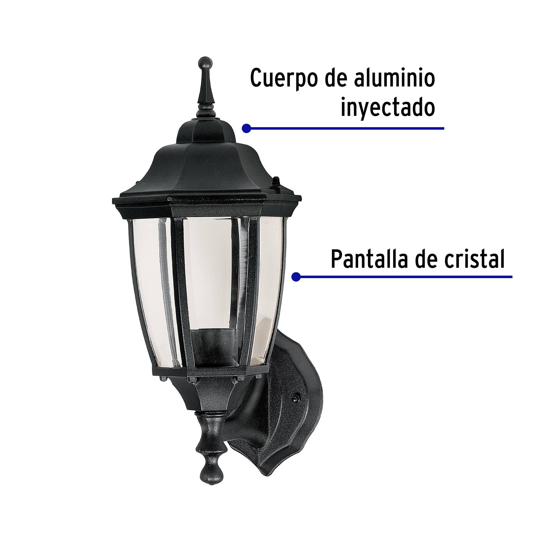 Arbotante farol soportado, negro, 1XE26