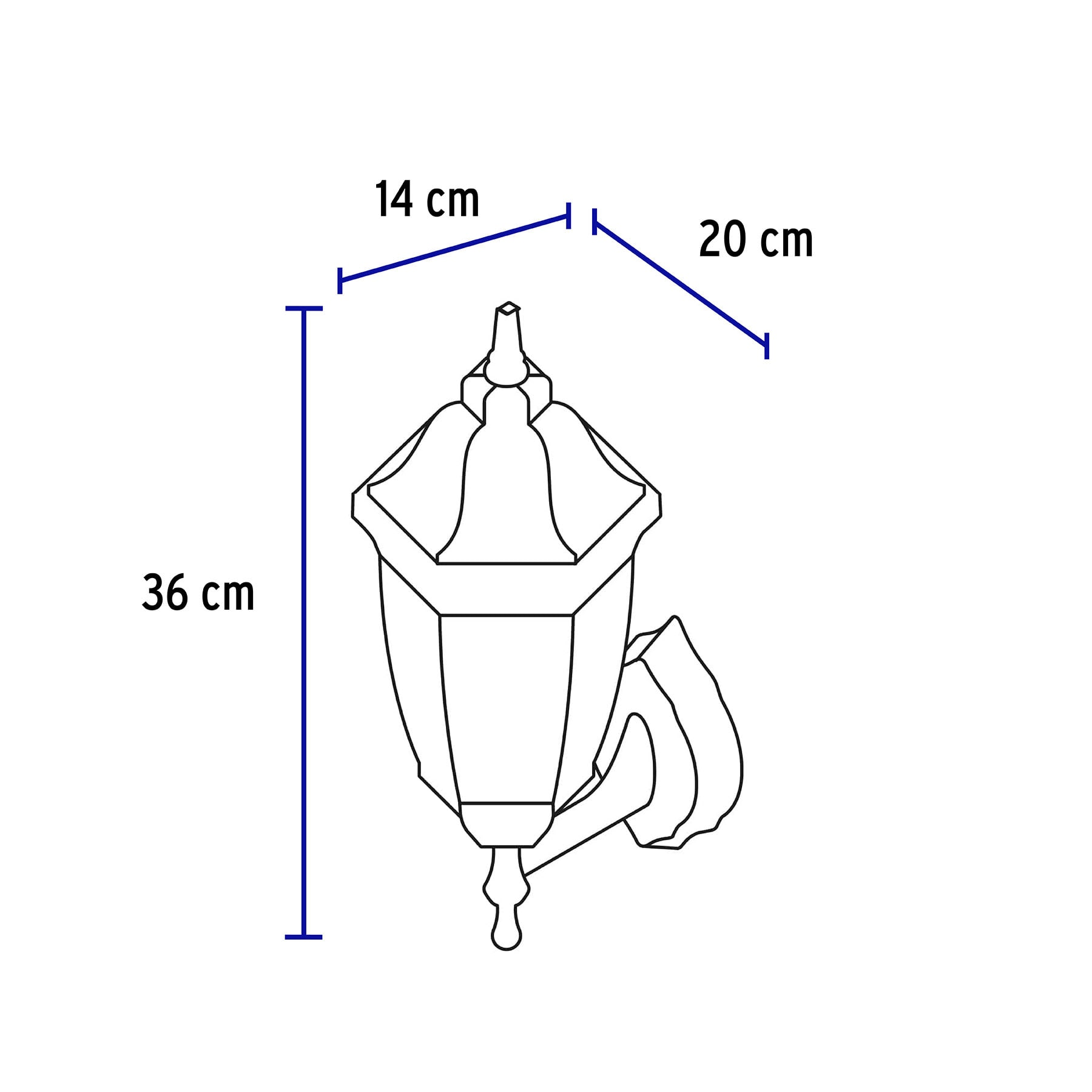 Arbotante farol soportado, negro, 1XE26