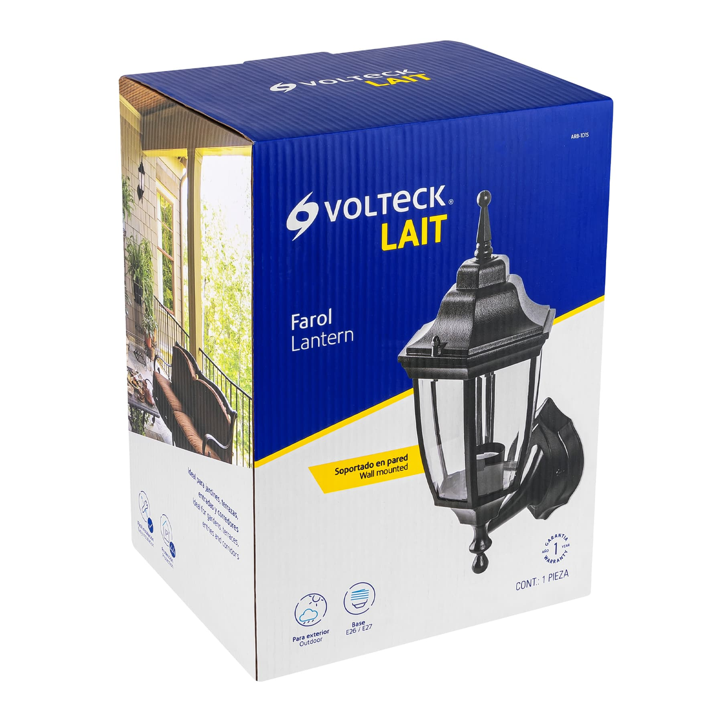 Arbotante farol soportado, negro, 1XE26