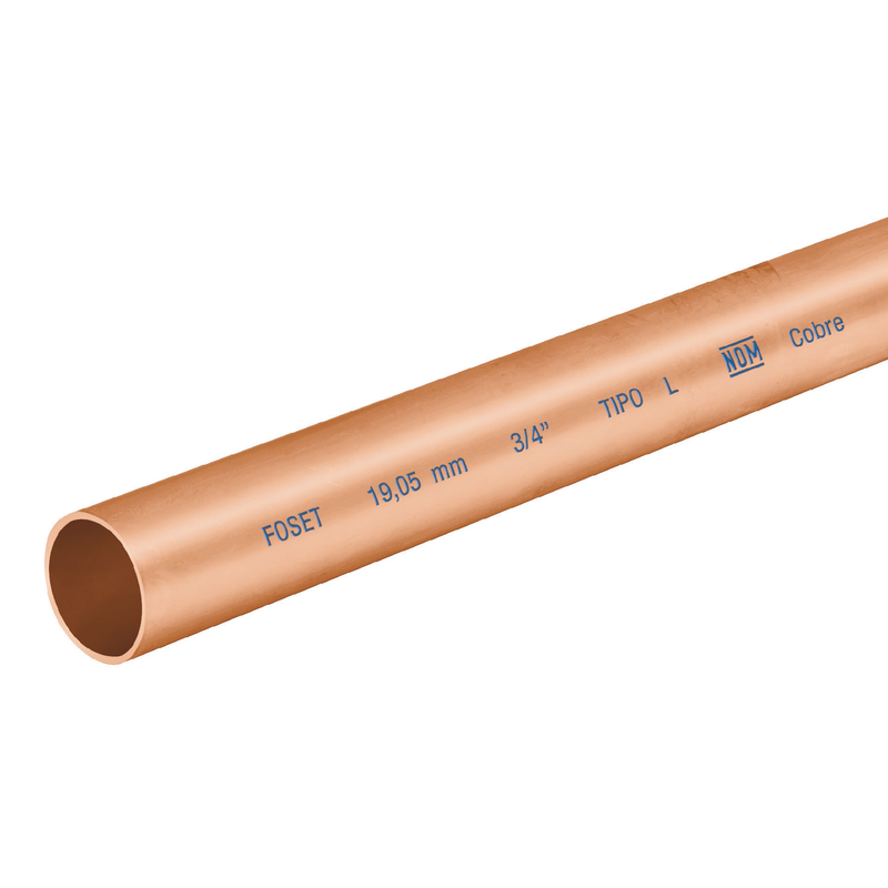 Tubo cobre tipo "L", 3/4", 3 metros
