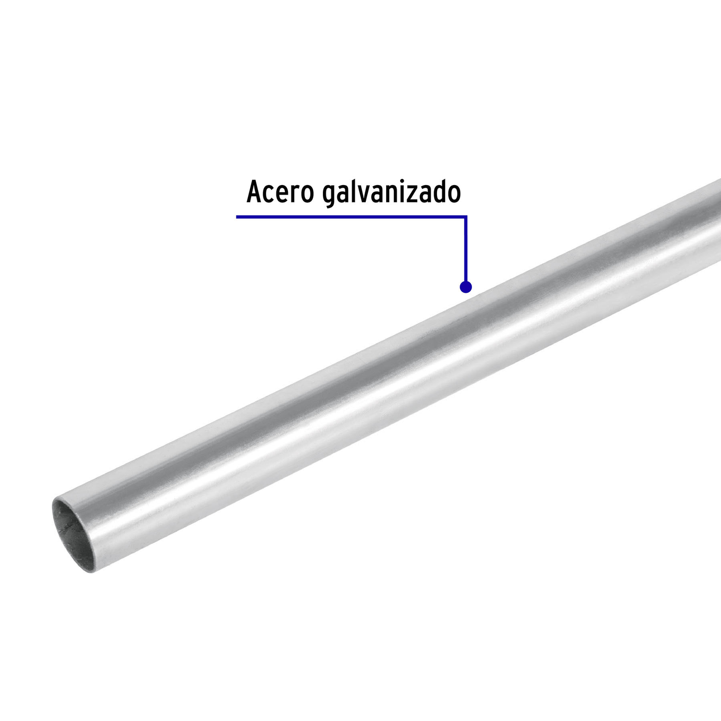 Tubo 1/2" de acero galvanizado 3 m, para pared delgada