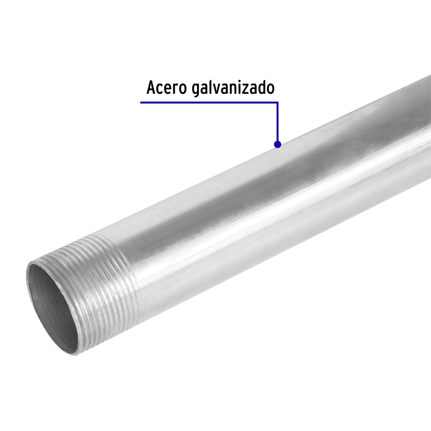 Tubo 1-1/4" de acero galvanizado 3 m, para pared gruesa