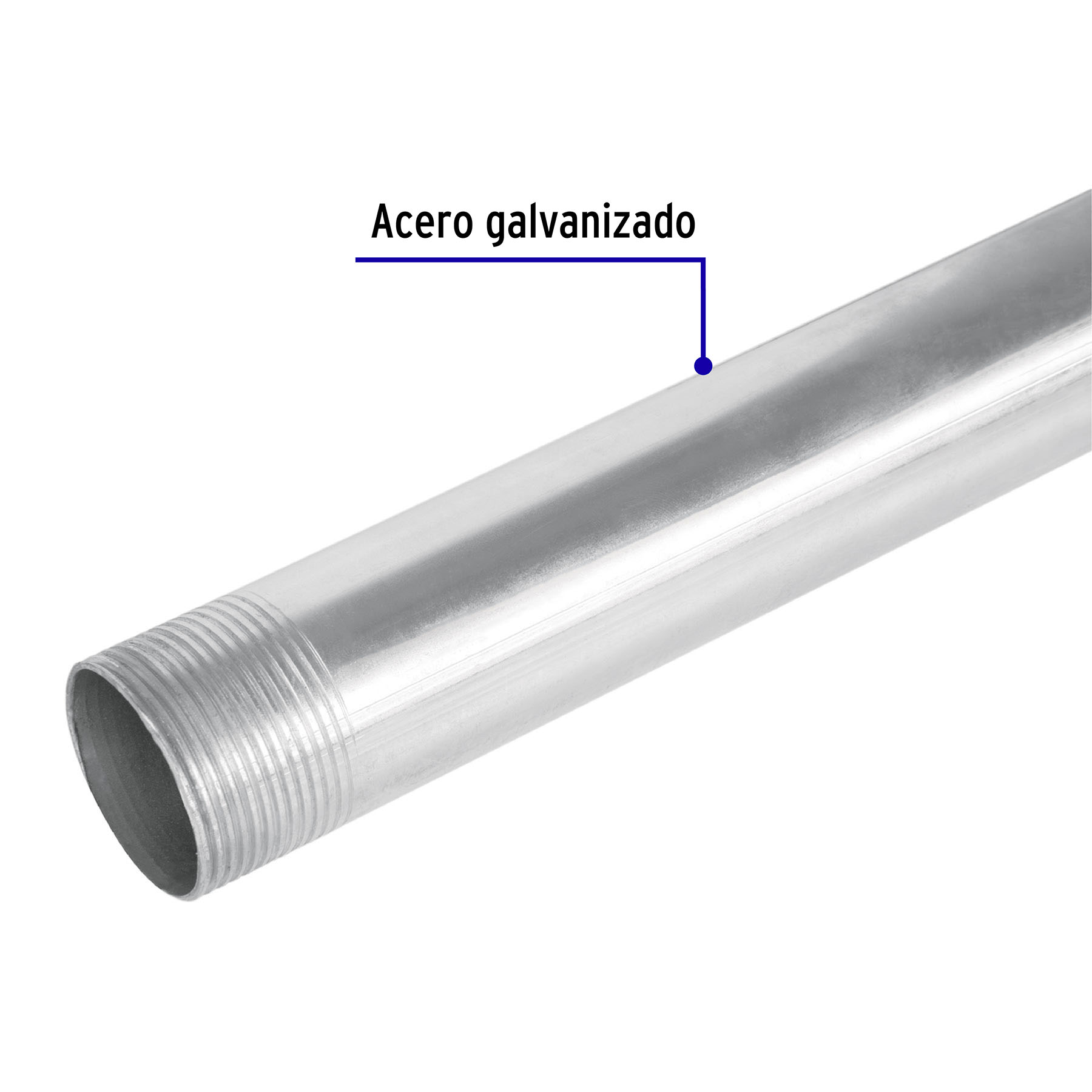 Tubo 1-1/4" de acero galvanizado 3 m, para pared gruesa