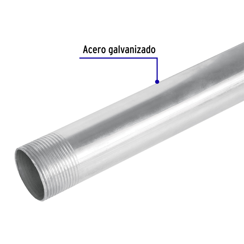 Tubo 1-1/4" de acero galvanizado 3 m, para pared gruesa