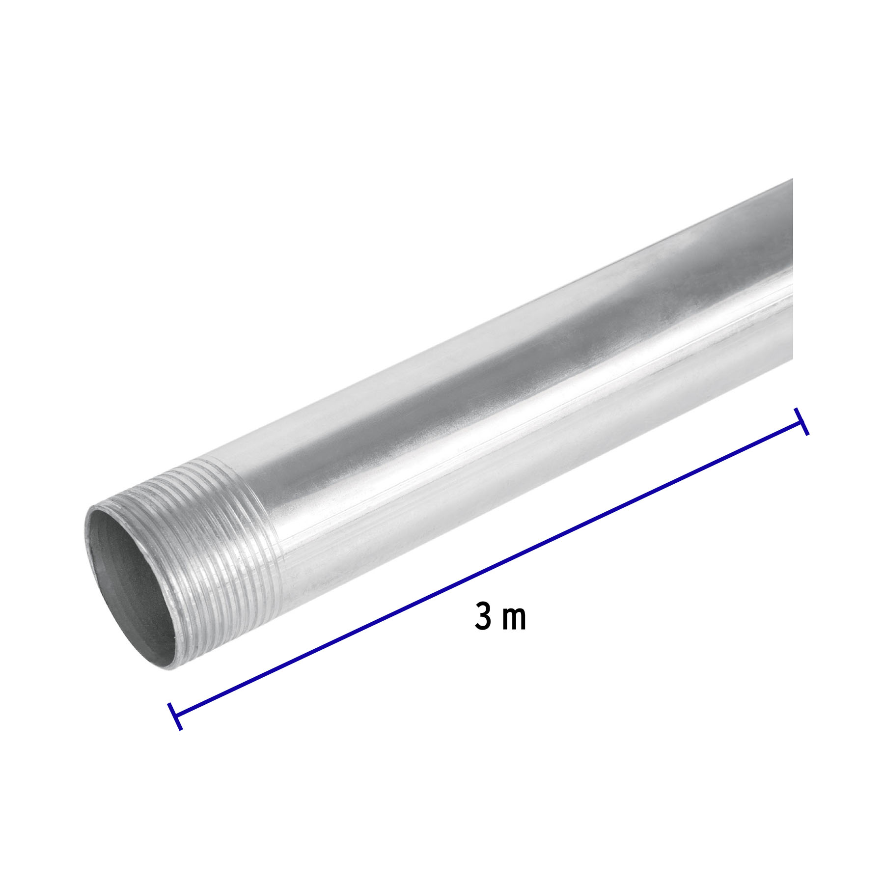 Tubo 1-1/4" de acero galvanizado 3 m, para pared gruesa