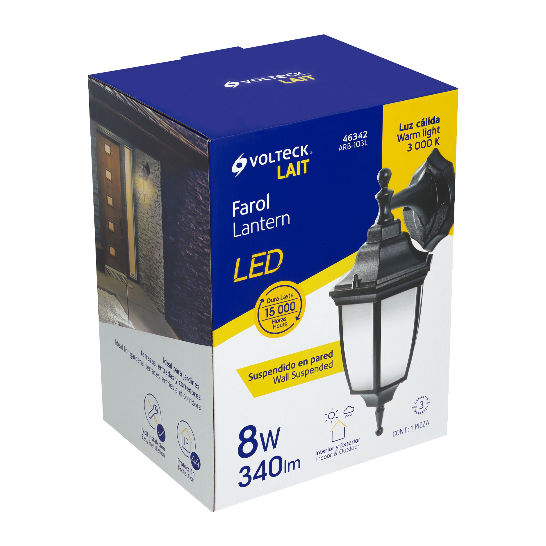 Arbotante farol suspendido de LED, 340 Lm
