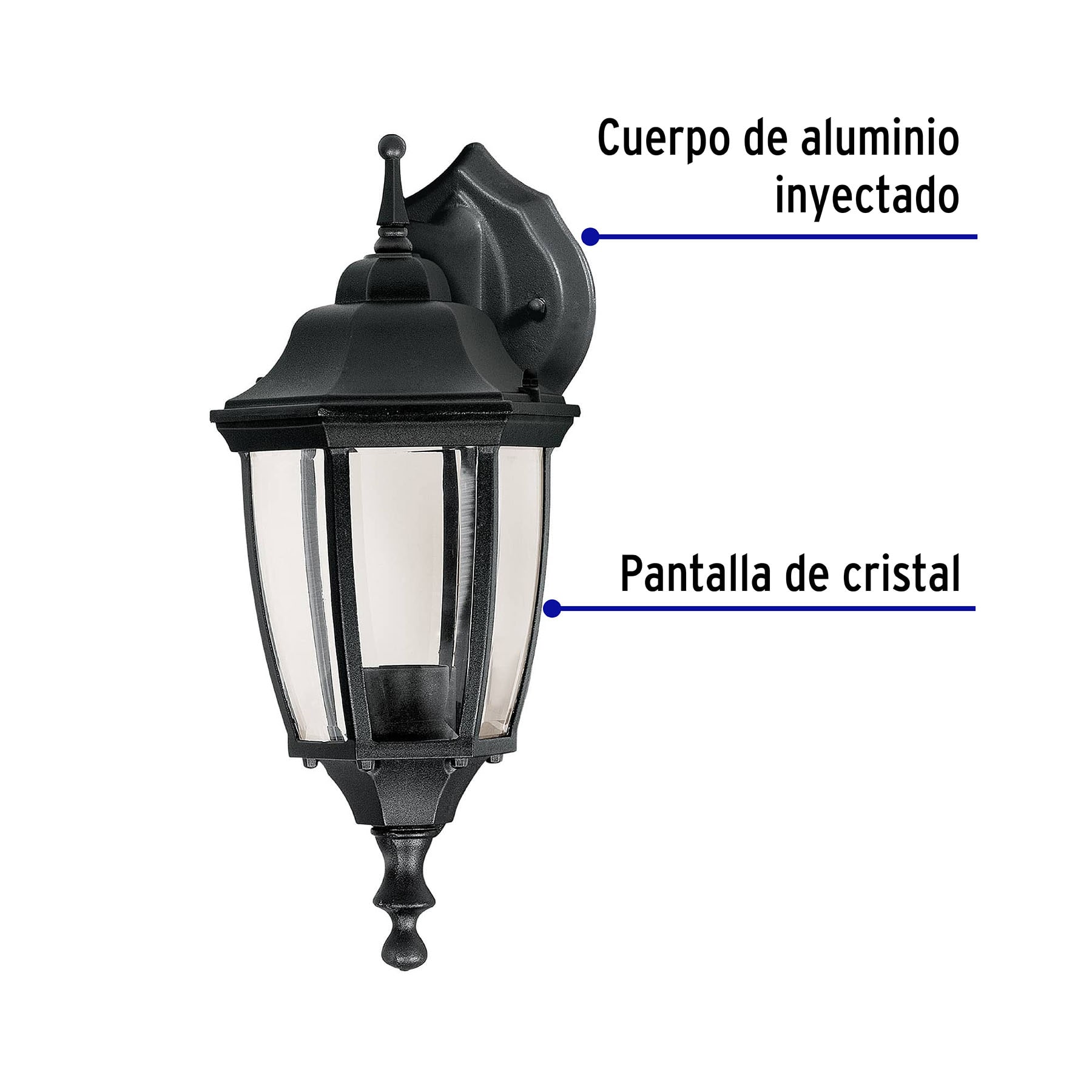 Arbotante farol suspendido, negro, 1XE26