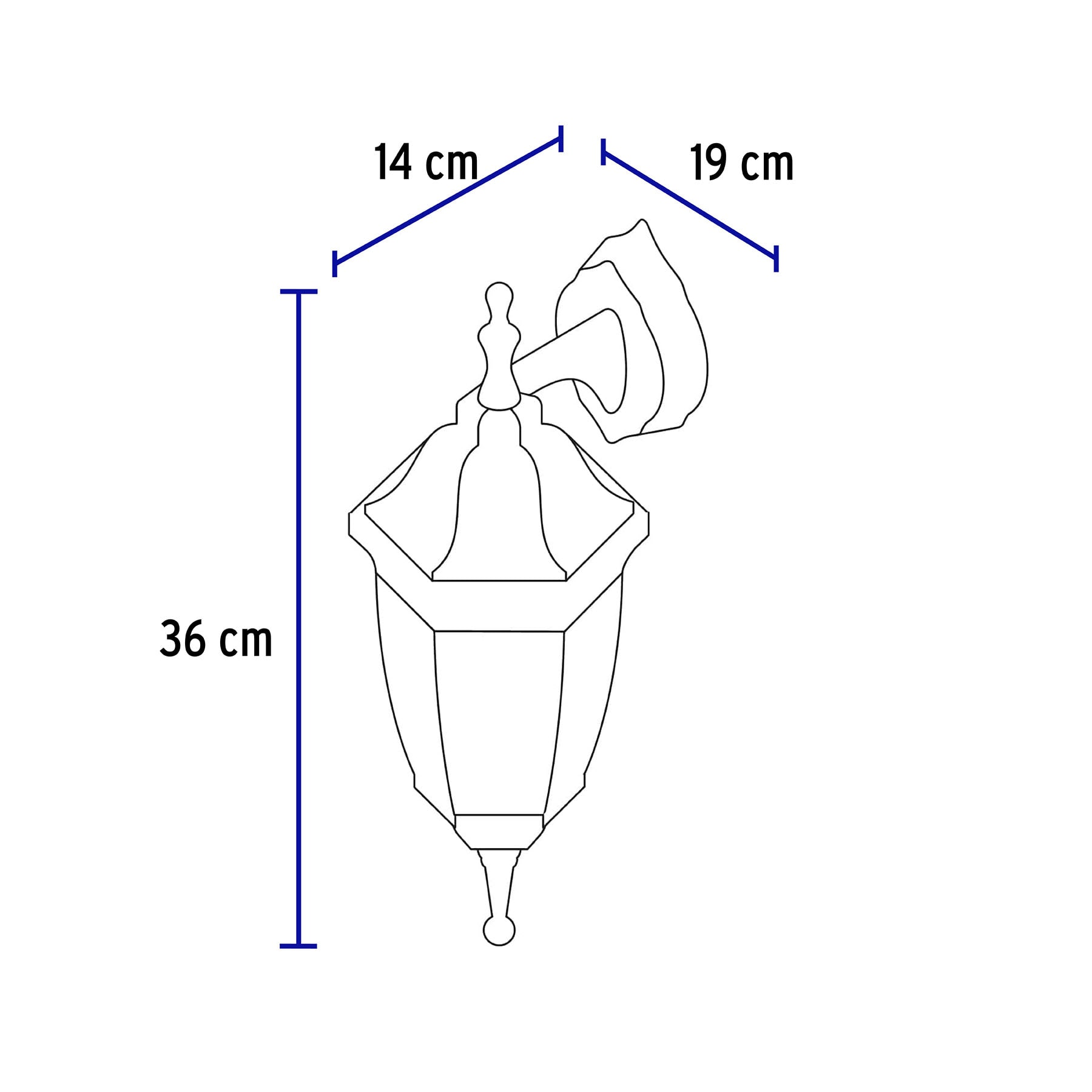 Arbotante farol suspendido, negro, 1XE26