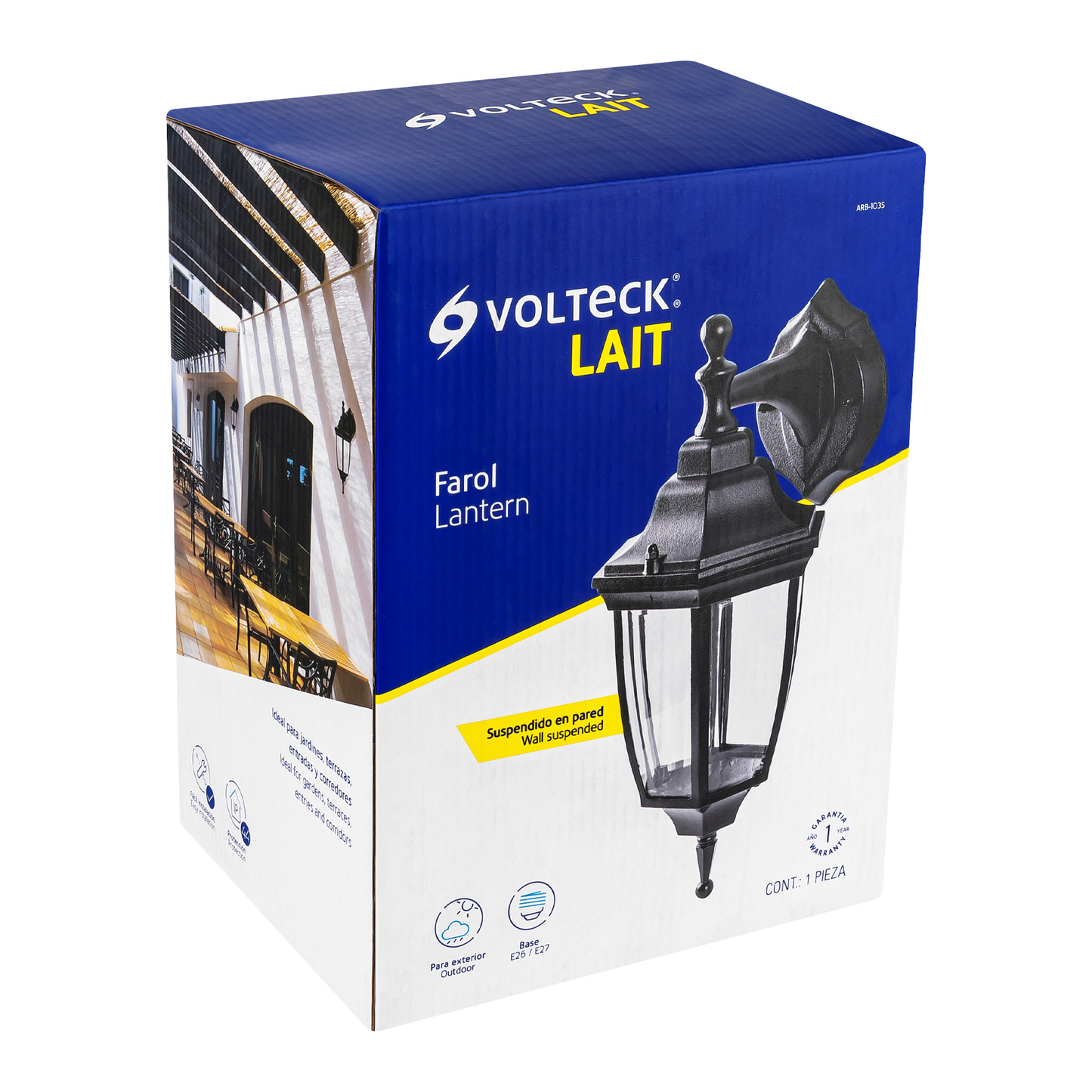 Arbotante farol suspendido, negro, 1XE26